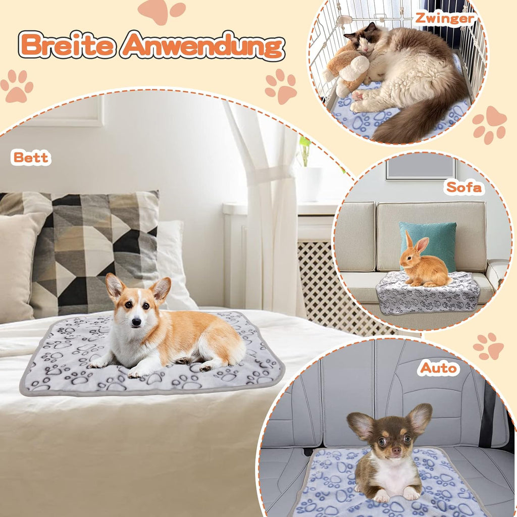 Hundedecke 110x80 cm 3er Set weich waschbar fuer Hunde und Katzen