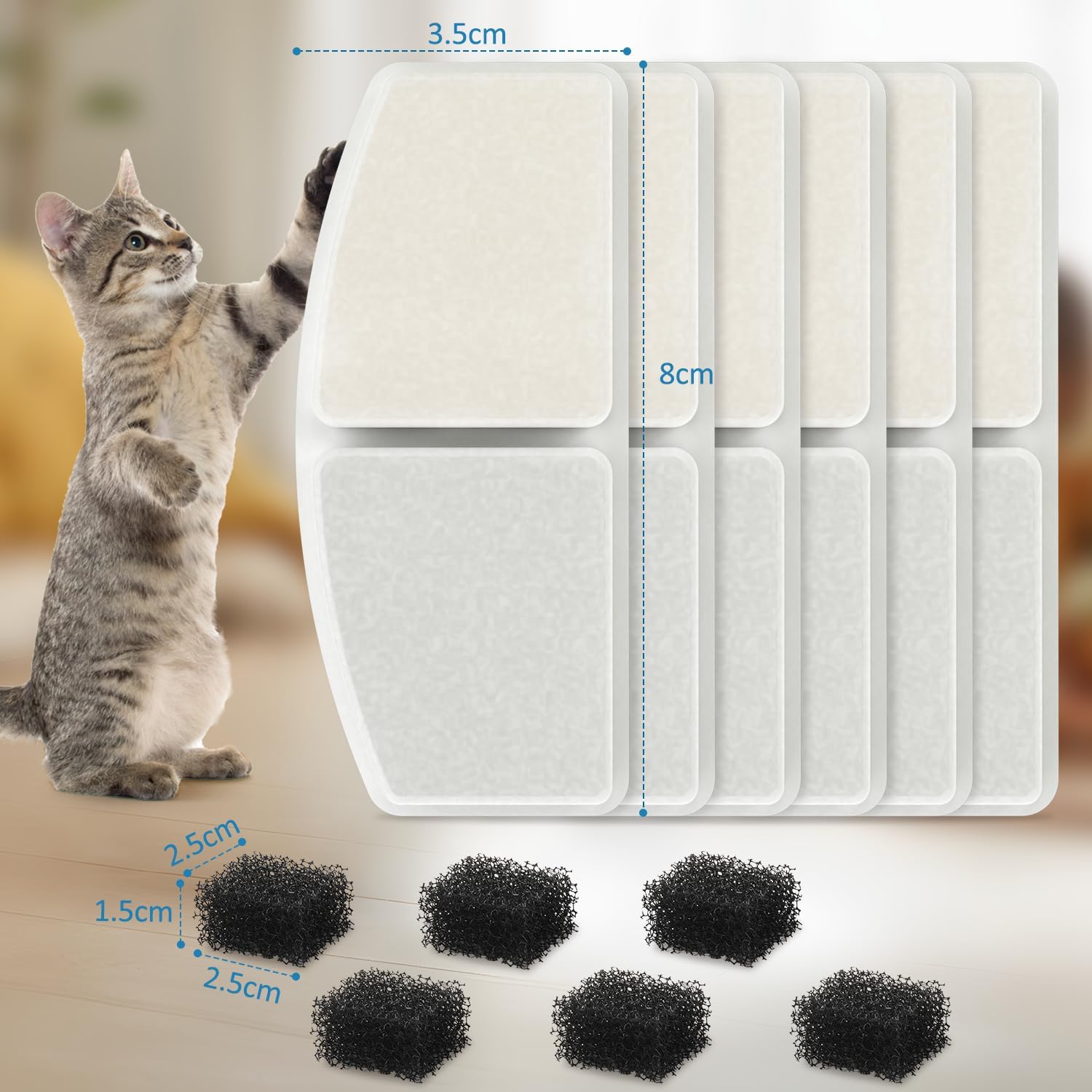 Katzen Trinkbrunnen mit 4000mAh Akku, kabellos, Bewegungsmelder, Ersatzfilt