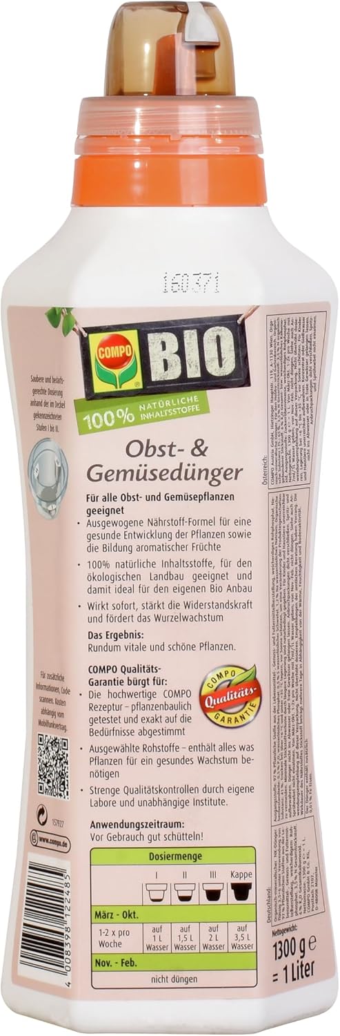 COMPO BIO Obst- und Gemueseduenger Fluessig natuerlicher Pflanzen­duenger