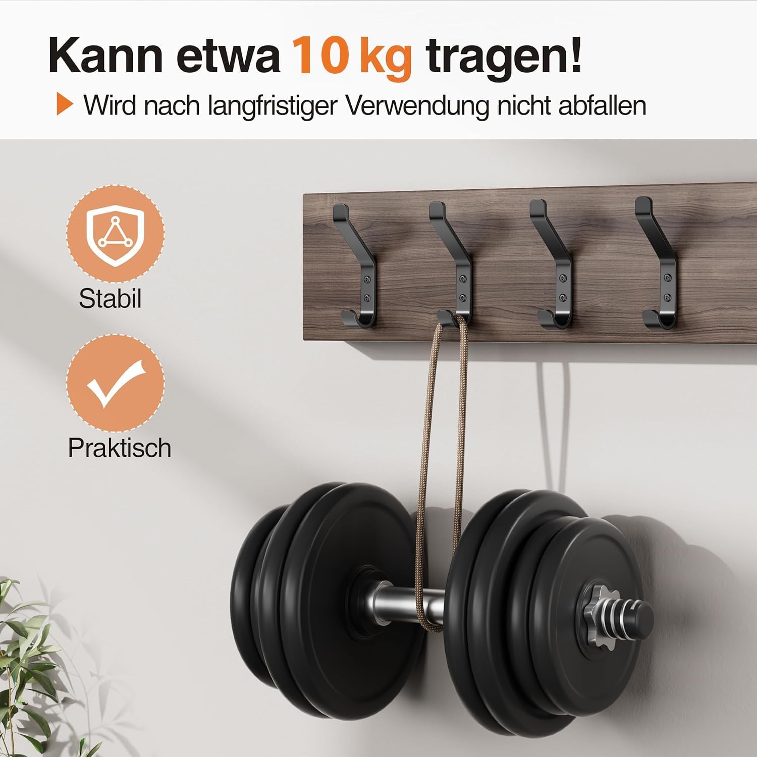 Garderobenhaken 10er Set schwarz Metall 10 cm Wandhaken zum Schrauben