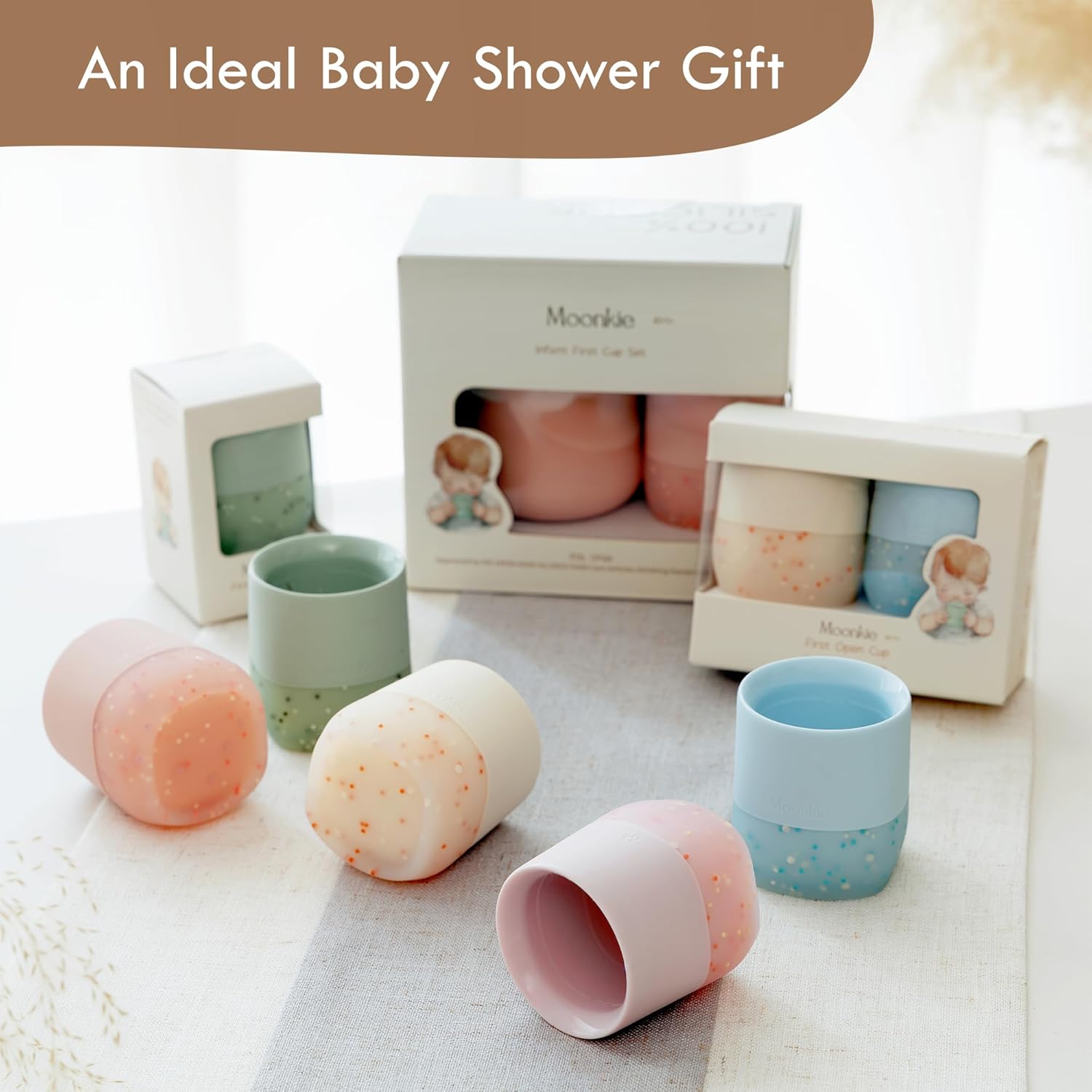 Moonkie Baby Trinklernbecher Silikon Schnabeltasse BPA-frei ab 4 Monate