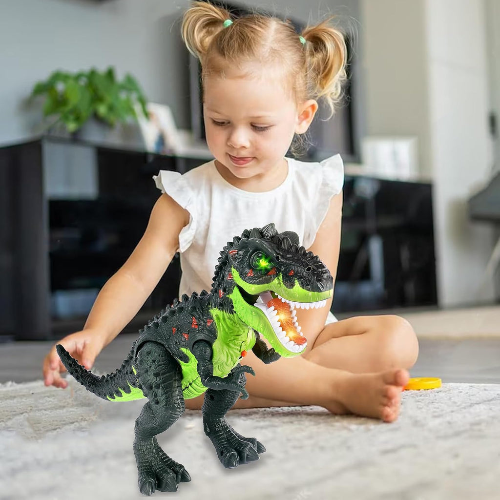 Dinosaurier Spielzeug T-Rex mit Licht, Sound, Spray & Gehen fuer Kinder ab 3