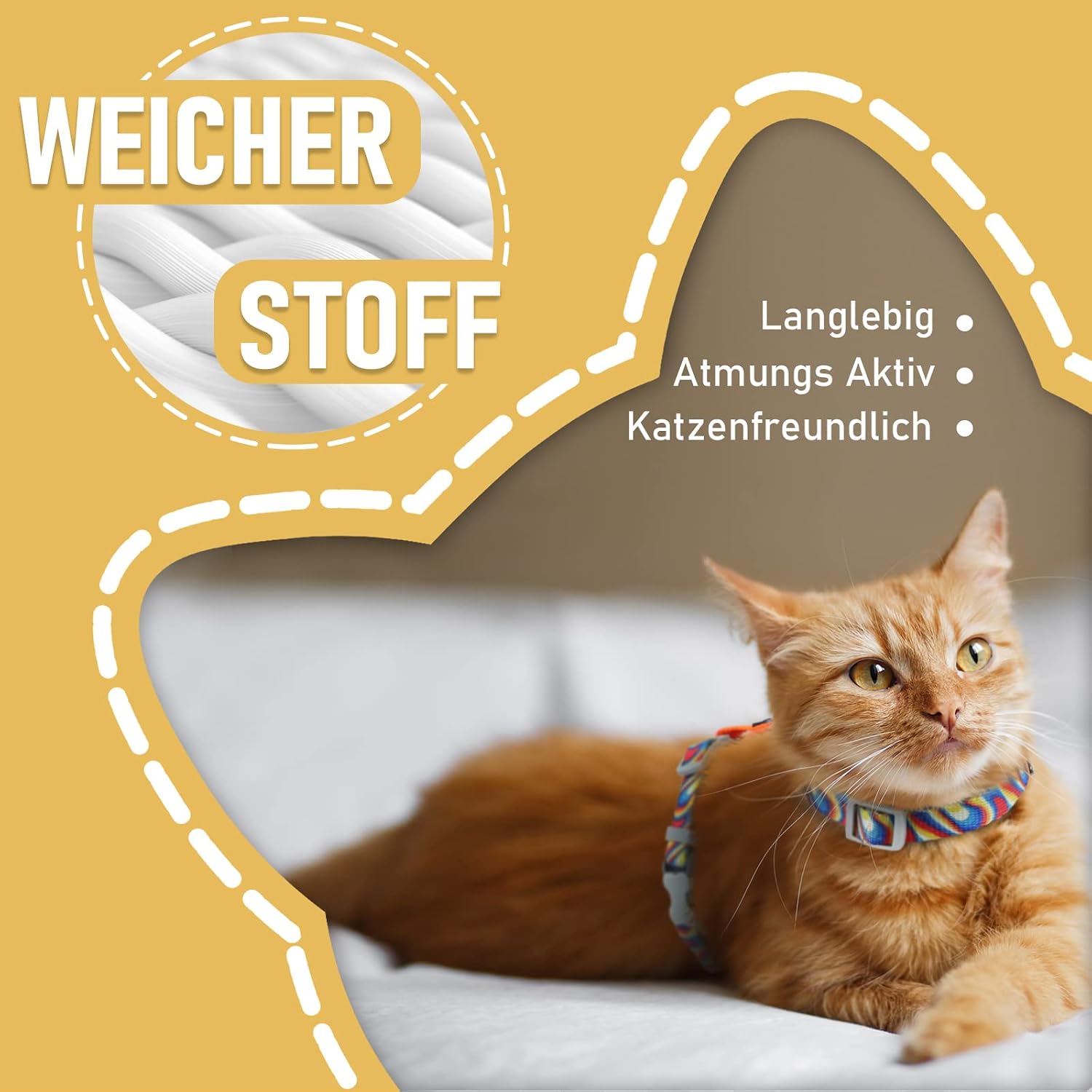 Supet Katzengeschirr verstellbar 33cm-53,3cm ausbruchsicher Weste mit Leine