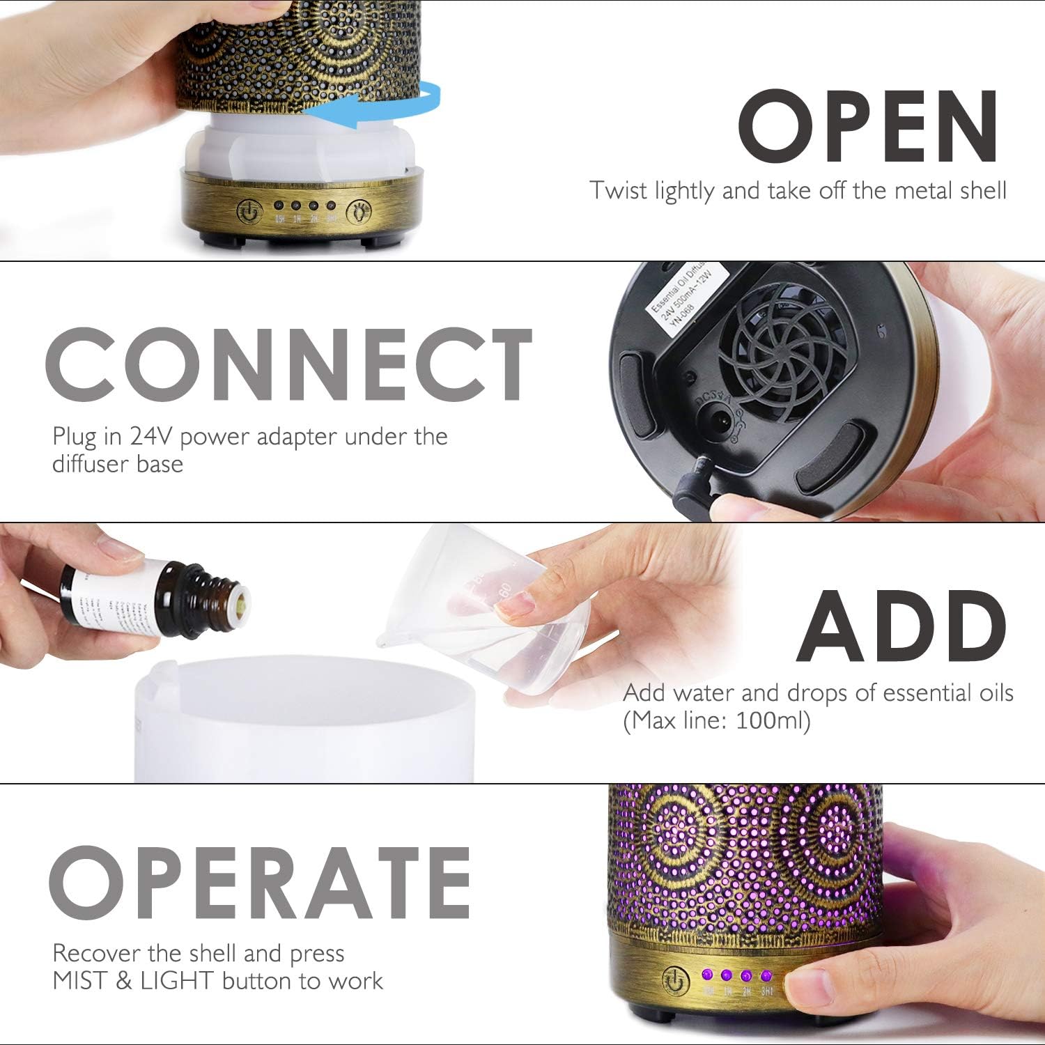 SALKING Aroma Diffuser Metall Duftdiffusor LED Gold