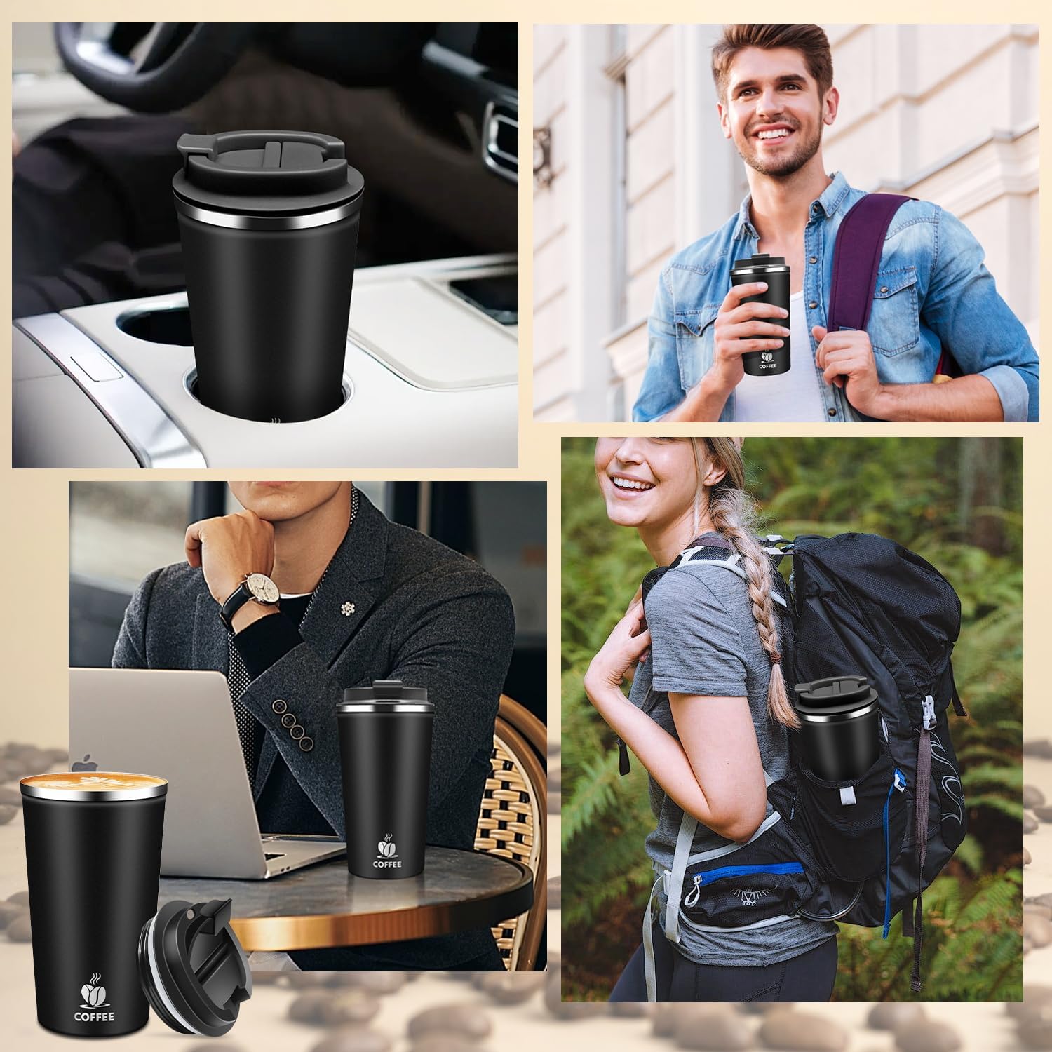 Isolierbecher Edelstahl mit Deckel Thermobecher Kaffeebecher To Go