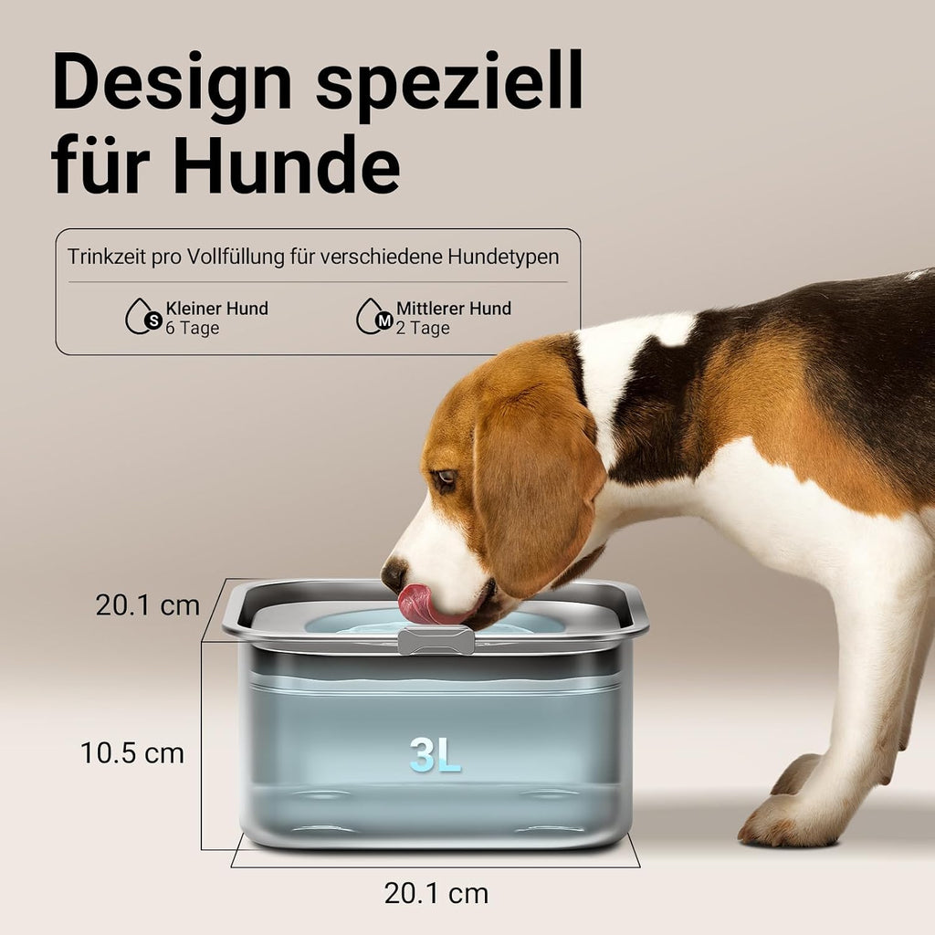 DownyPaws Hundewassernapf aus 304 Edelstahl, tropffrei, fuer drinnen und drauss