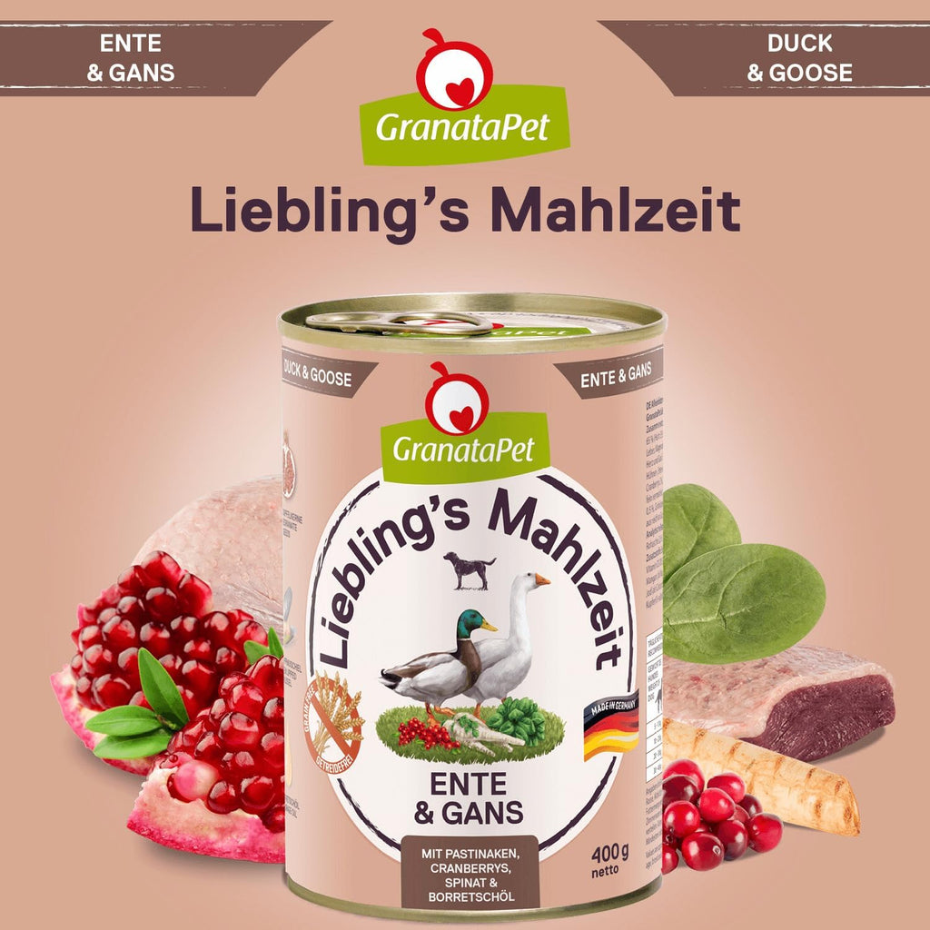 GranataPet Liebling's Mahlzeit Ente & Gans Nassfutter fuer Hunde