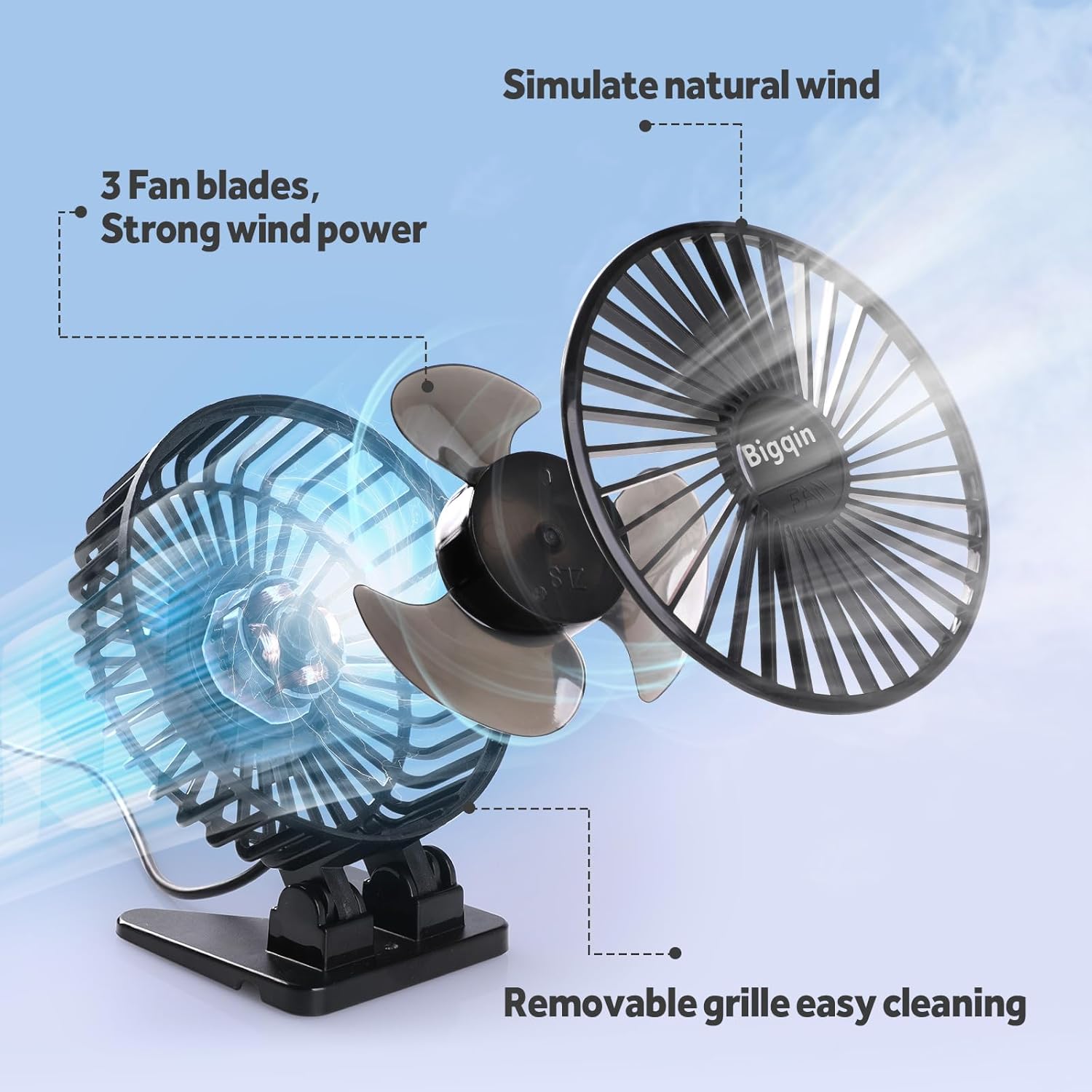 Mini USB Tischventilator 3 Geschwindigkeiten tragbarer Luefter schwarz