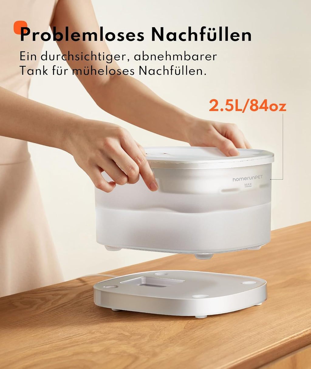 Homerunpet Katzenbrunnen leise 18dB mit Filtersystem spuelmaschinenfest
