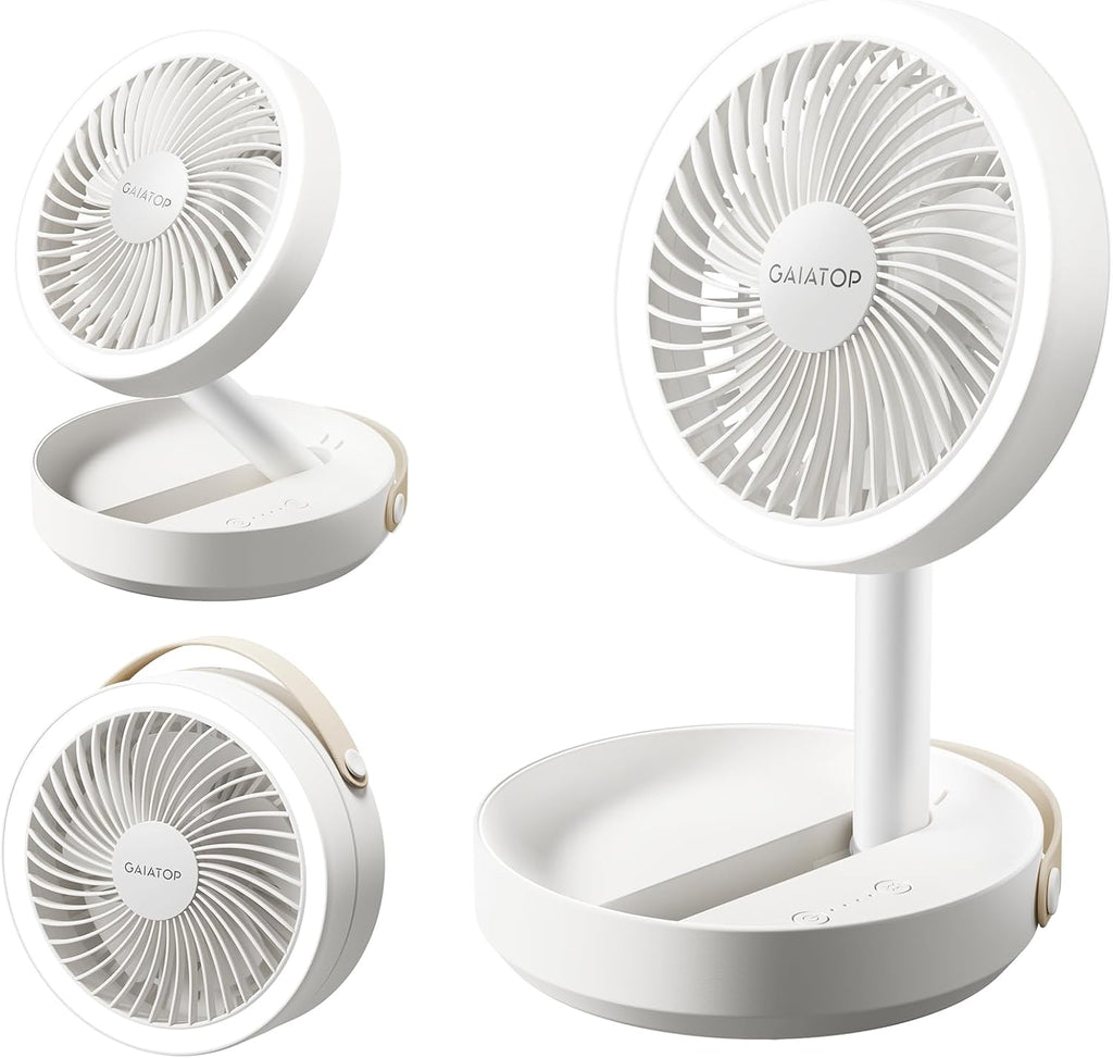 Gaiatop 17 cm Faltbarer Tischventilator 6000 mAh Akku USB leise mit Nachtlicht