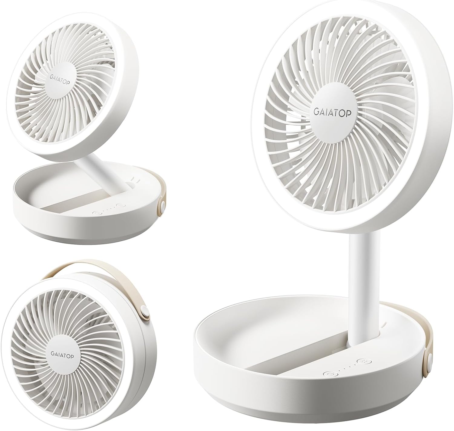 Gaiatop 17 cm Faltbarer Tischventilator 6000 mAh Akku USB leise mit Nachtlicht