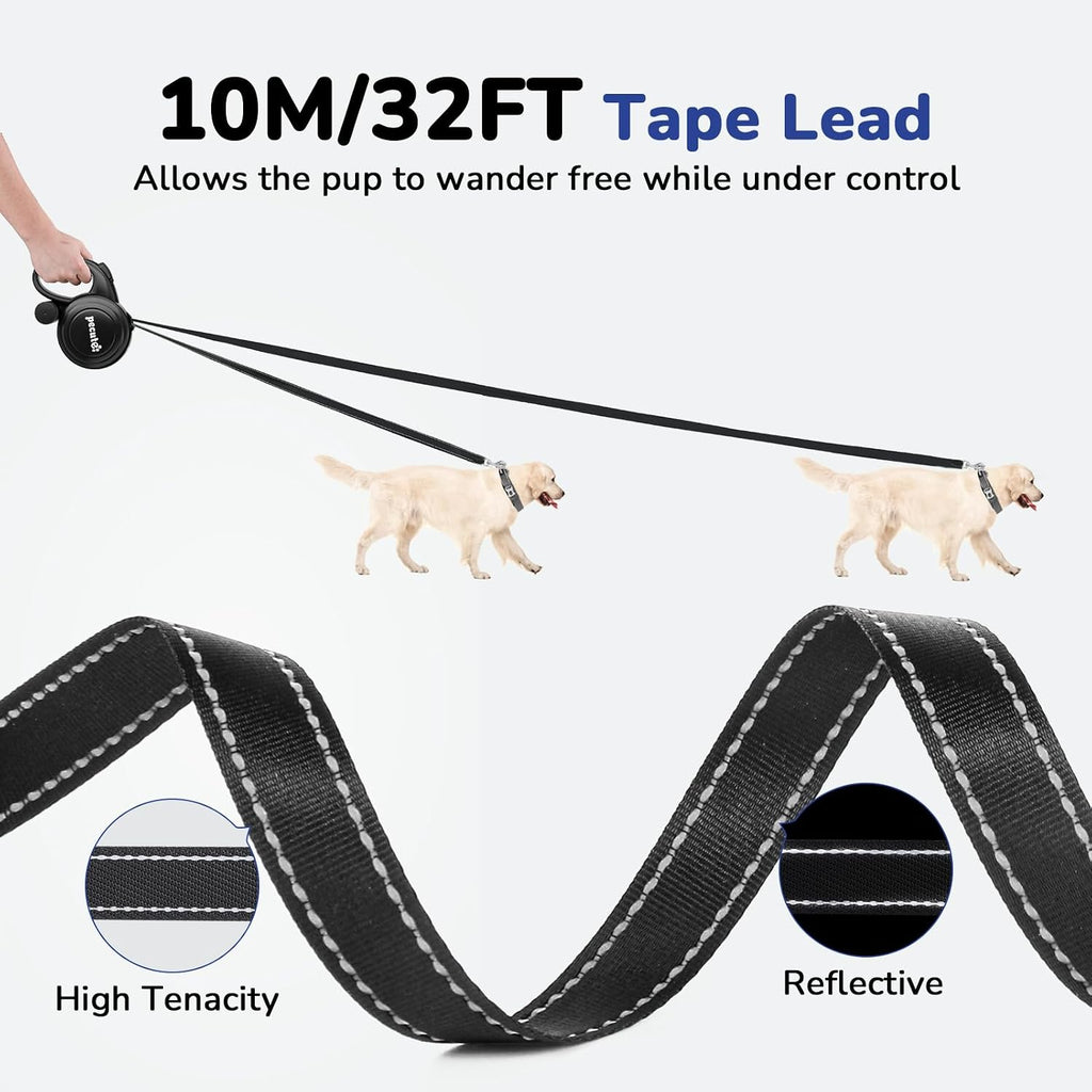 pecute Rollleine 10 m fuer Hunde bis 50 kg mit 360 Grad Anti-Verheddern und Schnellbremse