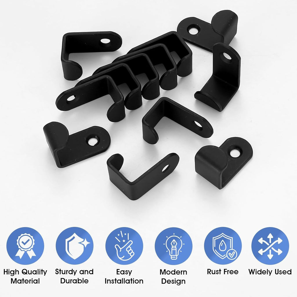 12x Garderobenhaken schwarz Metall zum Schrauben 1,1cm Wandhaken
