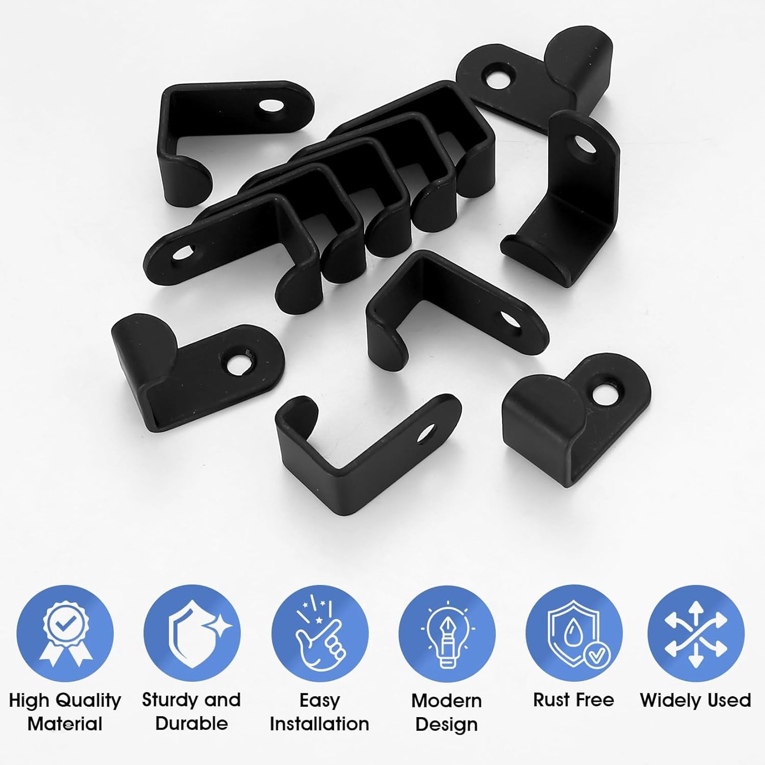 12x Garderobenhaken schwarz Metall zum Schrauben 1,1cm Wandhaken