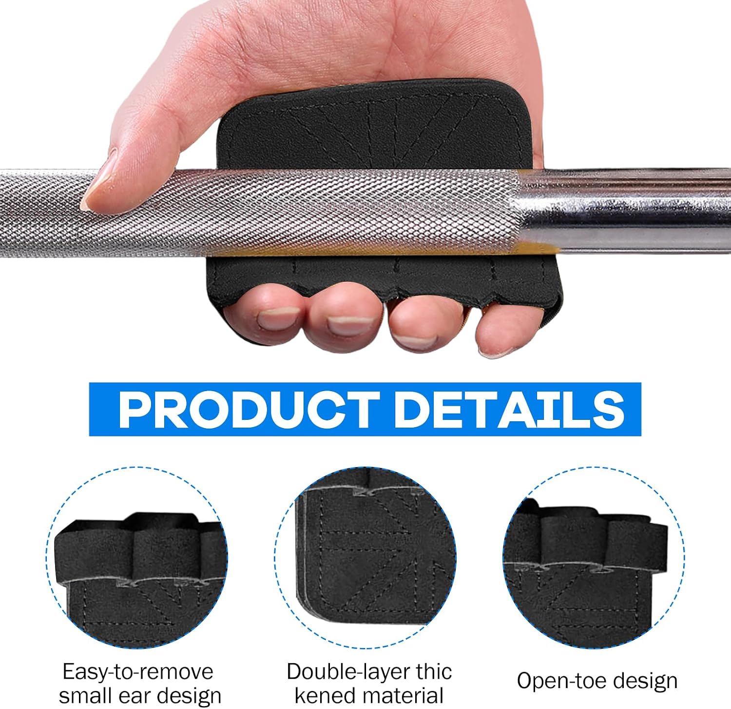 2x Naturleder Griffpolster Zughilfe Grip Pads fuer Krafttraining Fitness