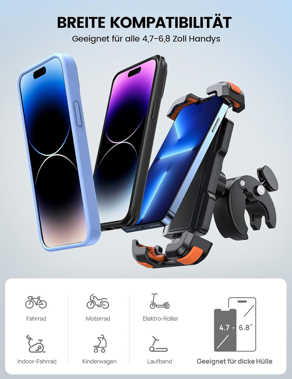 Universal 360° Lenkerhalterung Motorrad Fahrrad Smartphone Halter