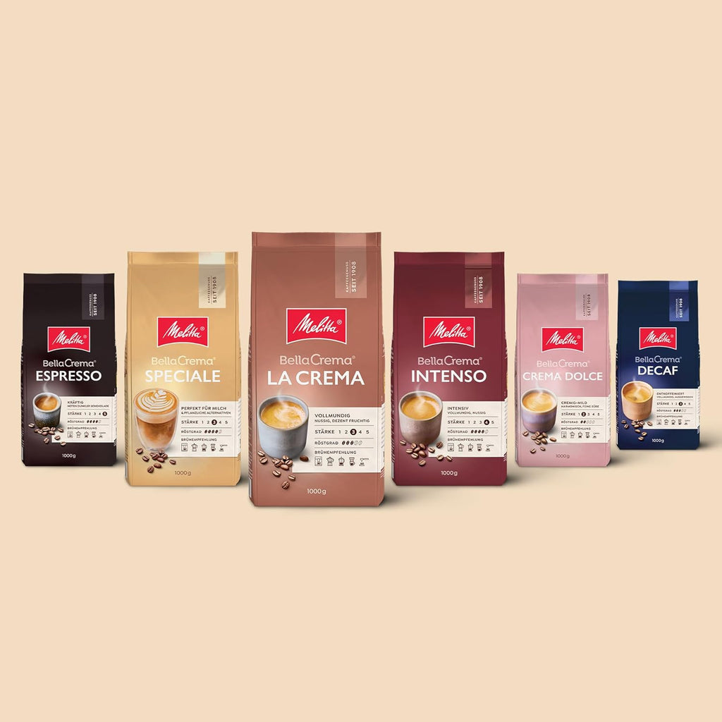 Melitta BellaCrema Speciale Kaffeebohnen mittlere Roestung Staerke 3 verschied