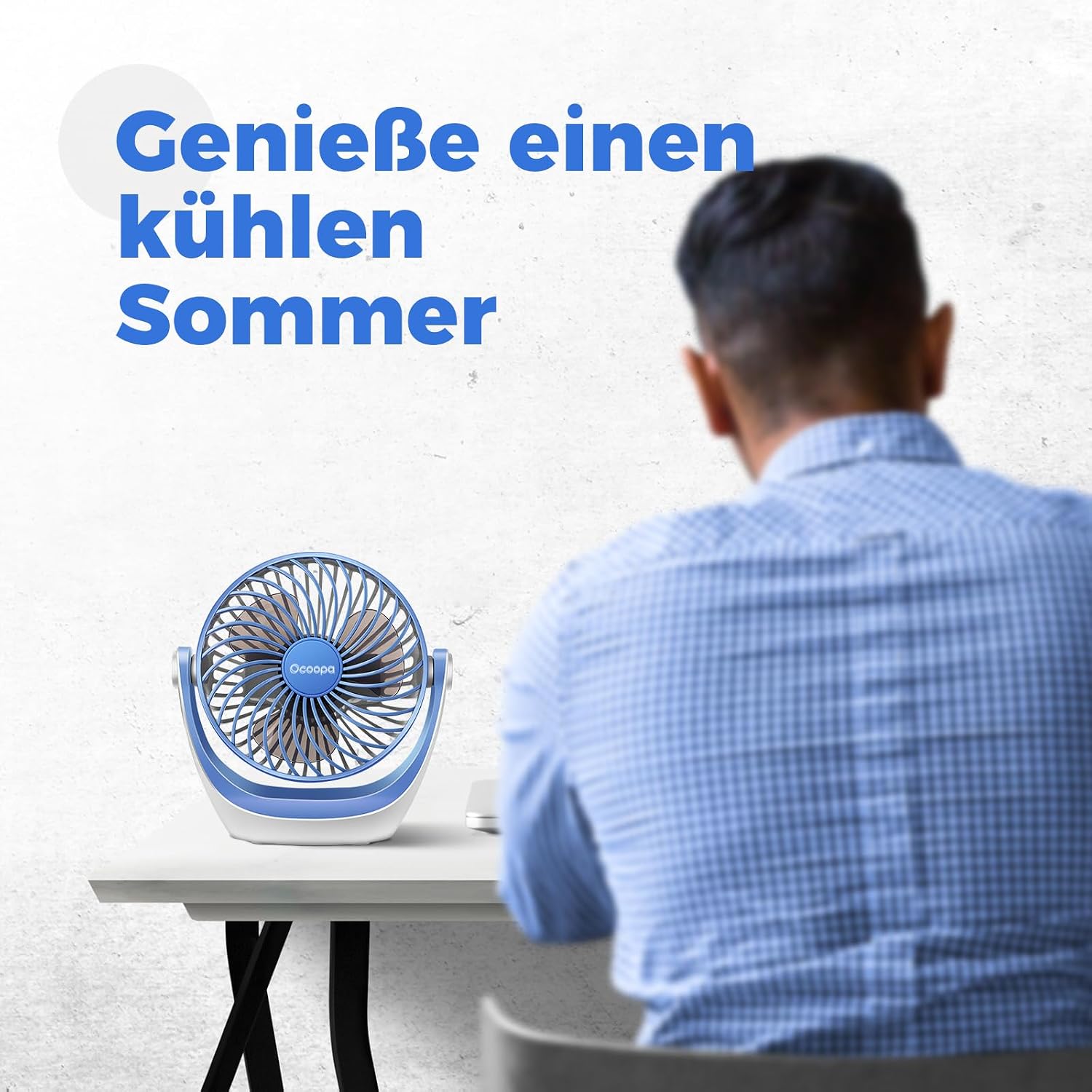 OCOOPA USB Tischventilator 360° drehbar, leise, 3 Geschwindigkeiten, tragbar