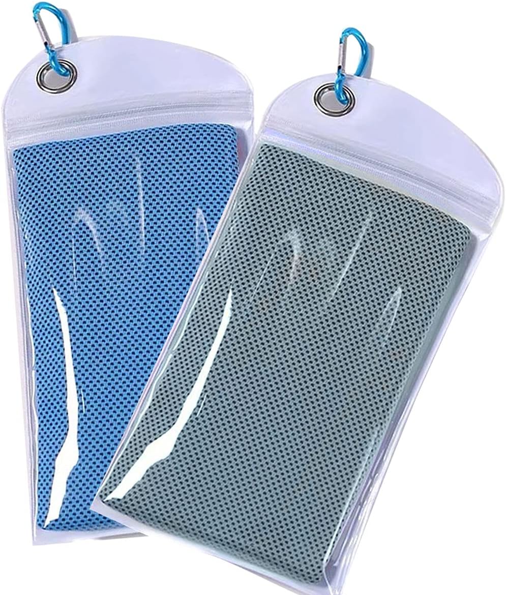 Kuehltuch 2er Set 90x30 cm Mikrofasertuch Bambus Rot Gruen Kuehlhandtuch