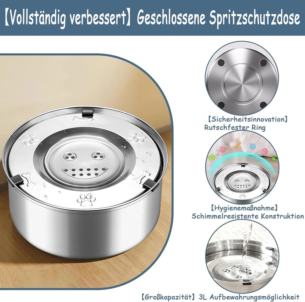 3 L Edelstahl Antischling Napf fuer Hunde Reise Slow Feeder Mittelgrosses