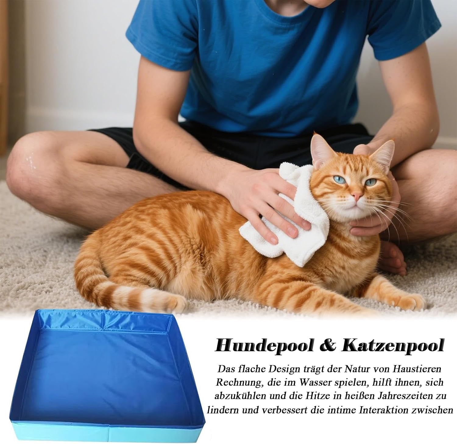 Faltbarer Hundepool eckig 50×50×10 cm klappbar Katzenpool