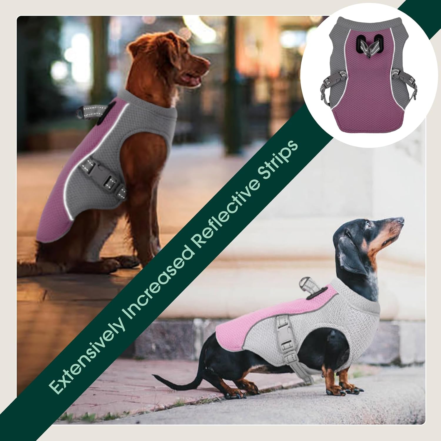 Kuoser Kuehlweste Hund verstellbar reflektierend 48cm-110cm Sommer Outdoor