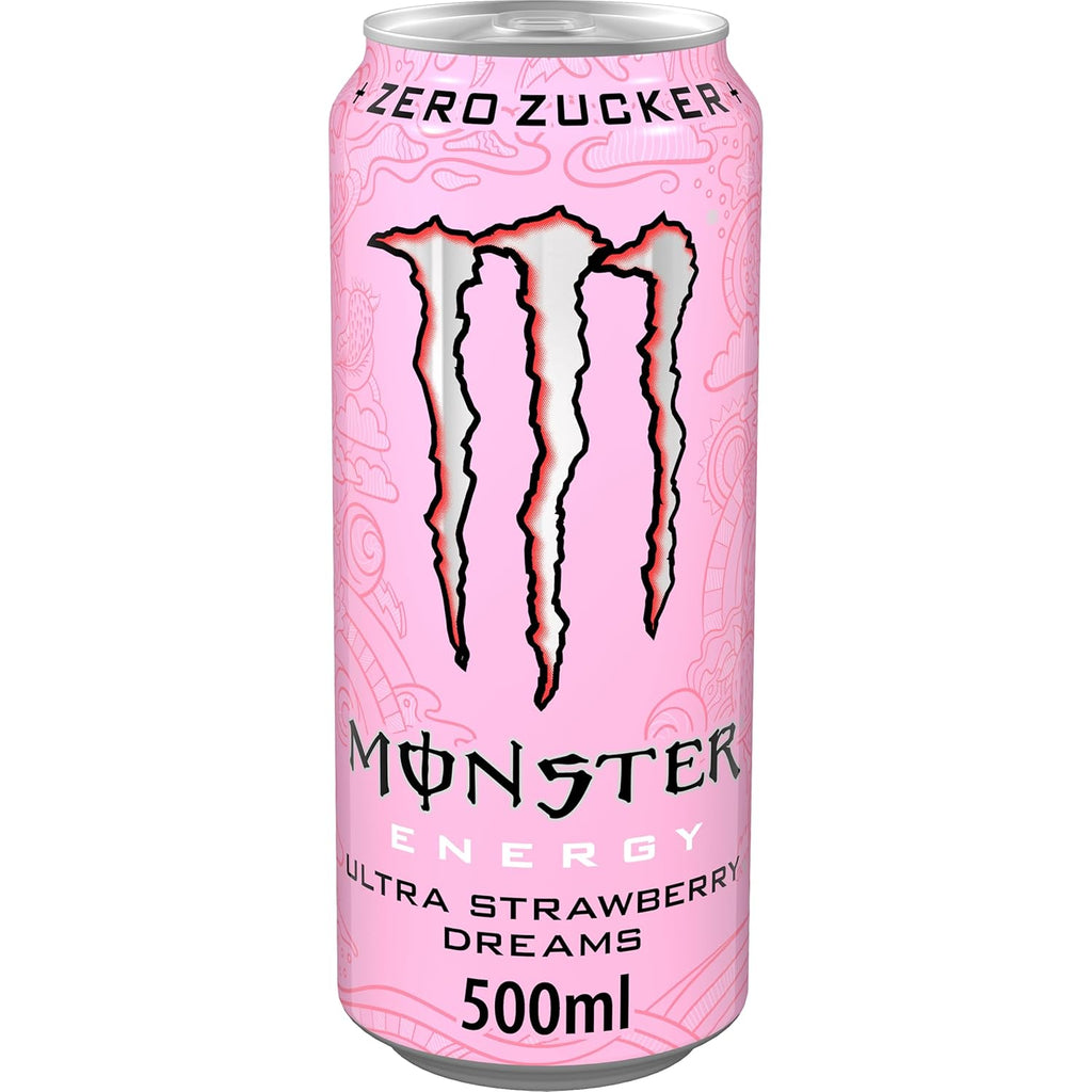 Monster Energy Ultra Strawberry Dreams - koffeinhaltiger Energy-Drink mit suesslic