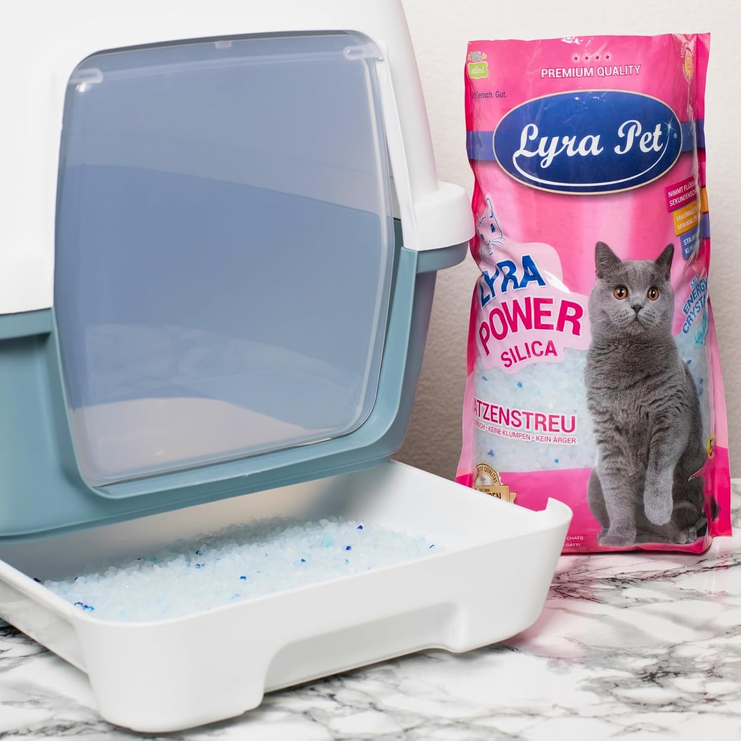 Lyra Power Silica Katzenstreu 60L Kieselgel staubfrei geruchsneutral