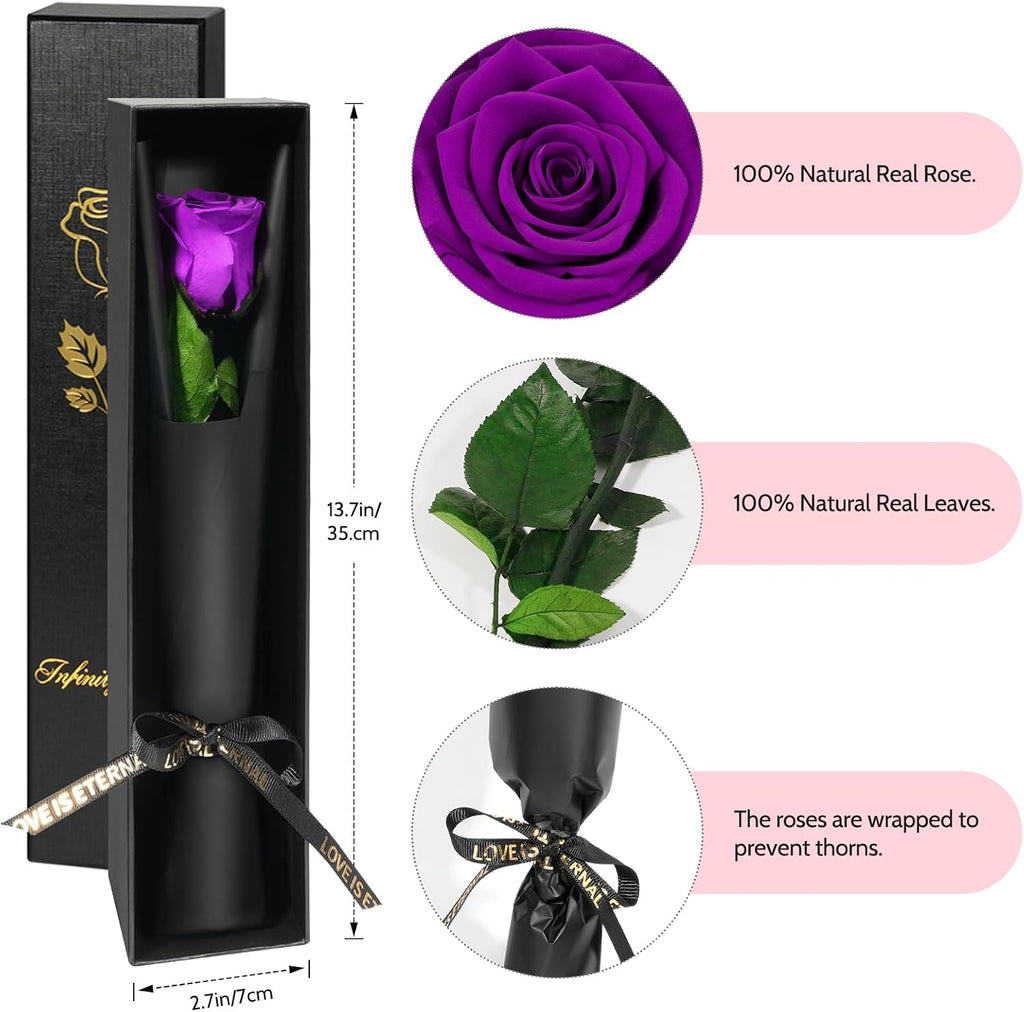 Yamonic Infinity Rose mit Stiel - Ewige Rose Geschenk fuer Frau Valentinstag