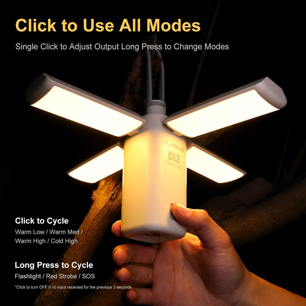 Klarus CL2 Campinglampe 750 Lumen, 10000 mAh wiederaufladbar, 8 Modi, IPX5
