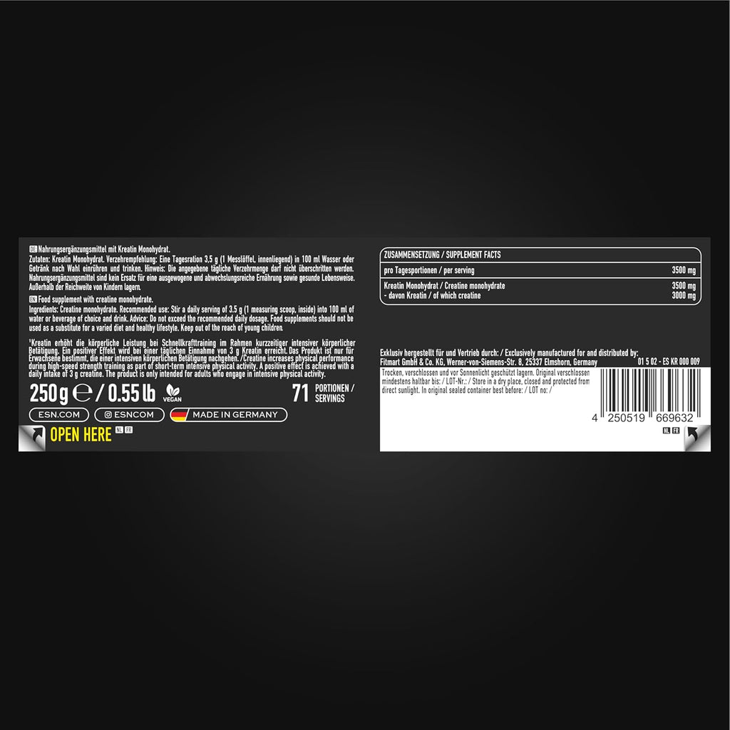 ESN Ultrapure Creatine Monohydrate Pulver vegan mikrofein