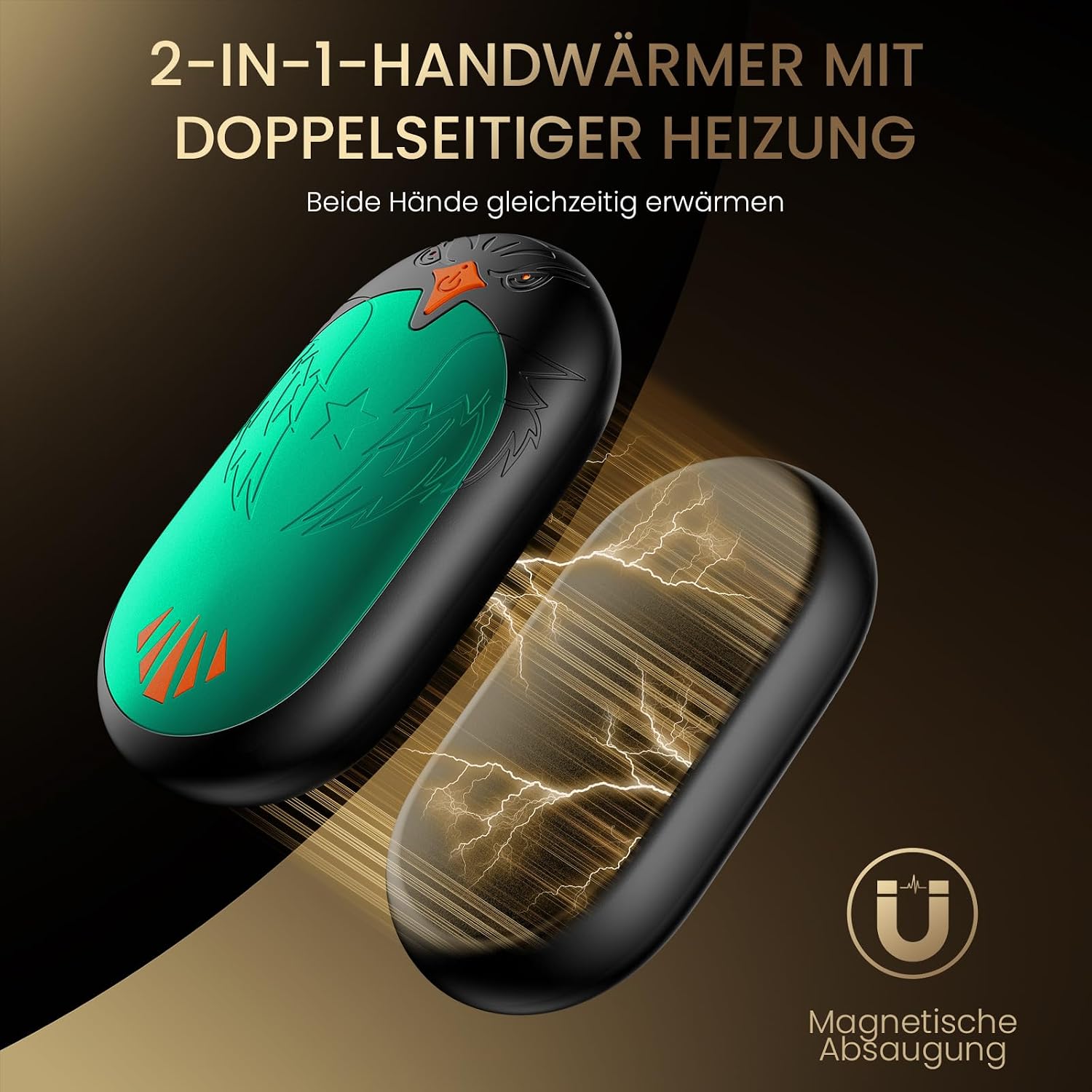 Elektrischer Handwaermer 2er Set wiederaufladbar USB 3 Heizstufen Outdoor