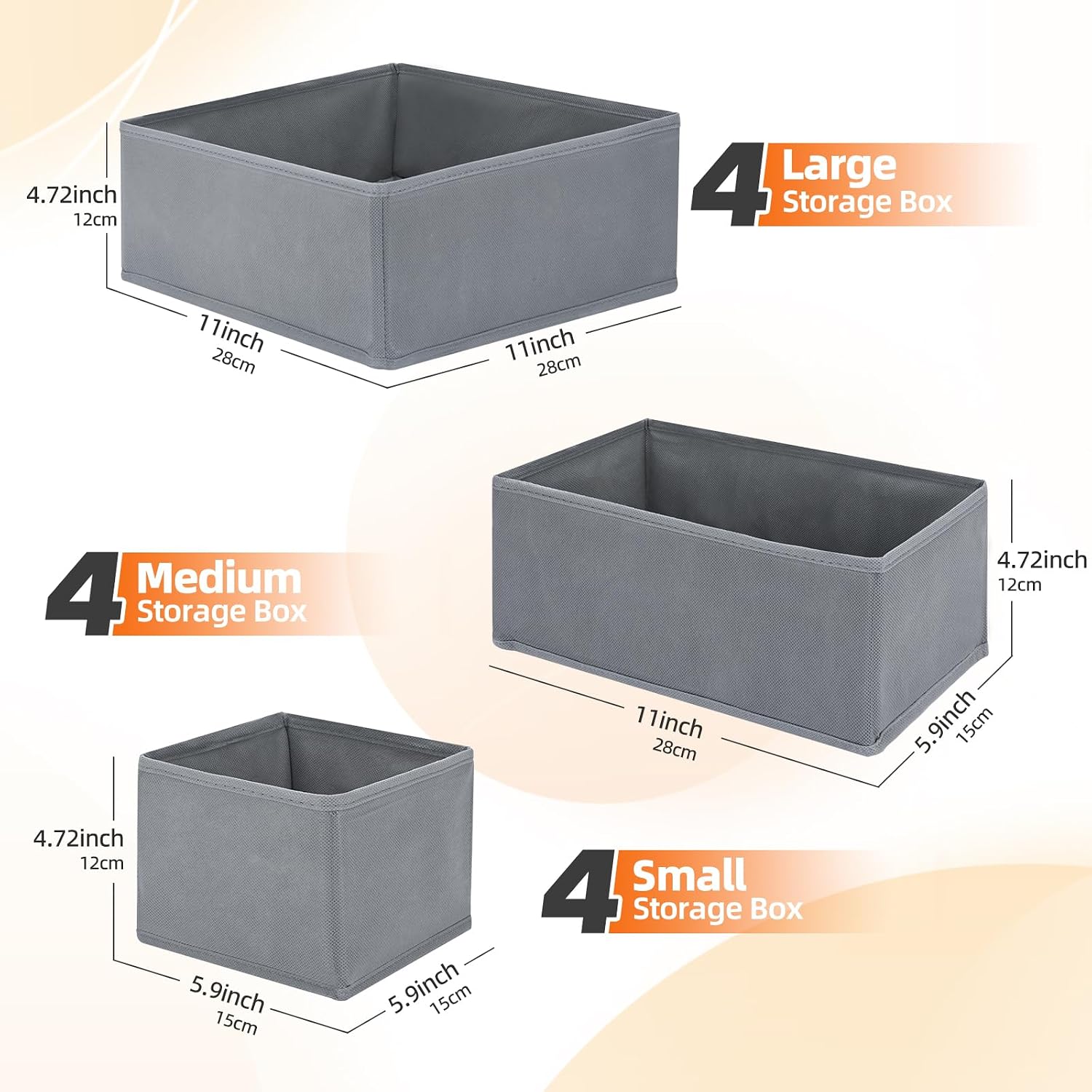 12er Set faltbare Schubladen Organizer Aufbewahrungsboxen fuer Kleiderschrank