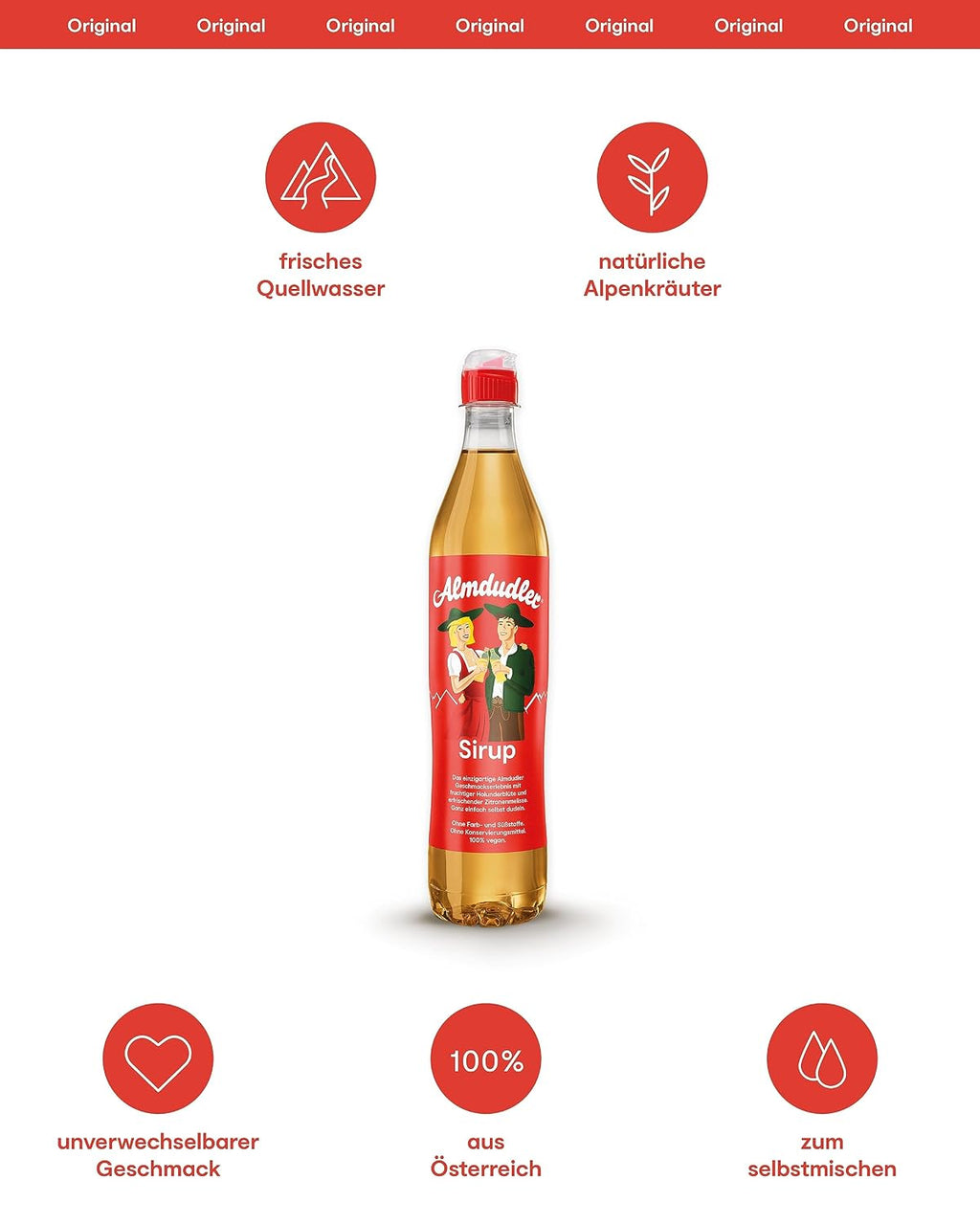 Almdudler Alpenkraeuter Sirup Flasche - Getraenkesirup