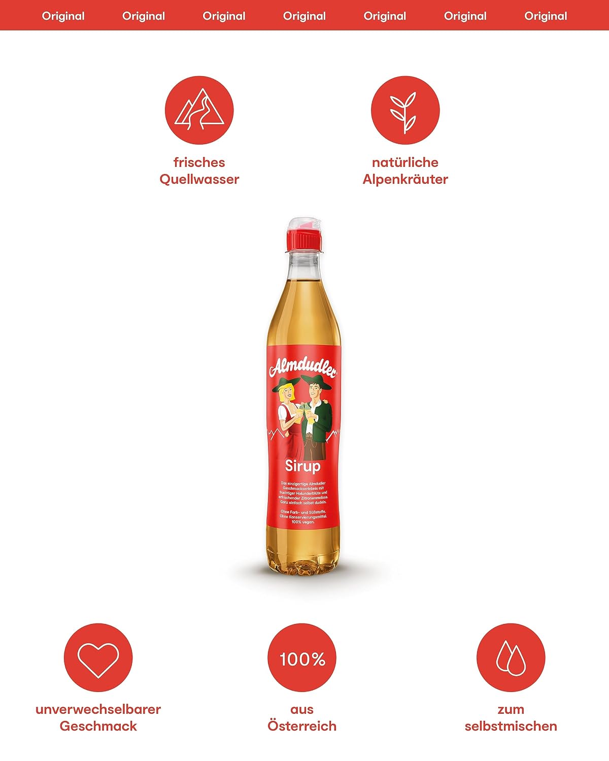 Almdudler Alpenkraeuter Sirup Flasche - Getraenkesirup