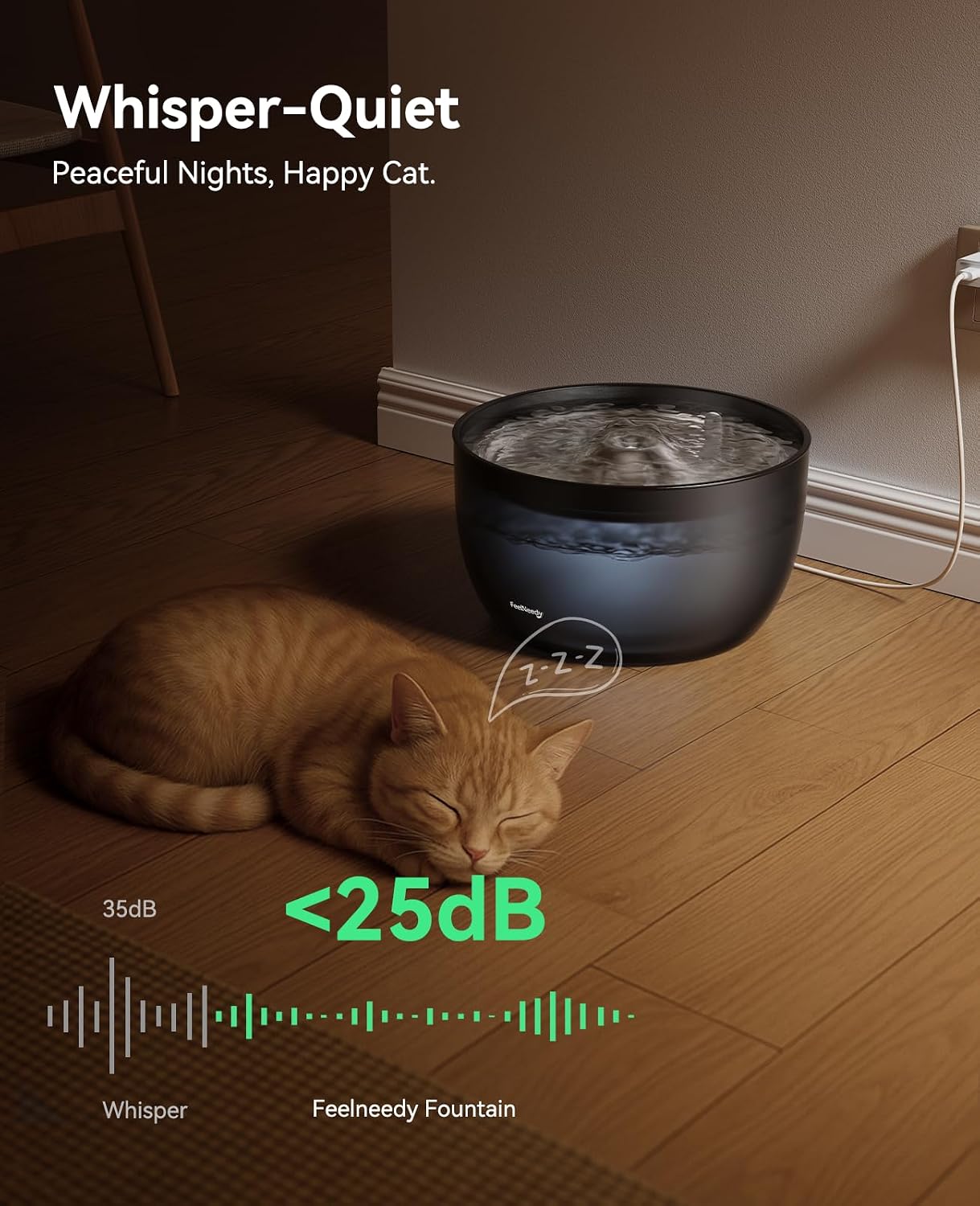 FEELNEEDY Katzen Trinkbrunnen Leise mit Aktivkohlefilter Edelstahl-Schale Sch