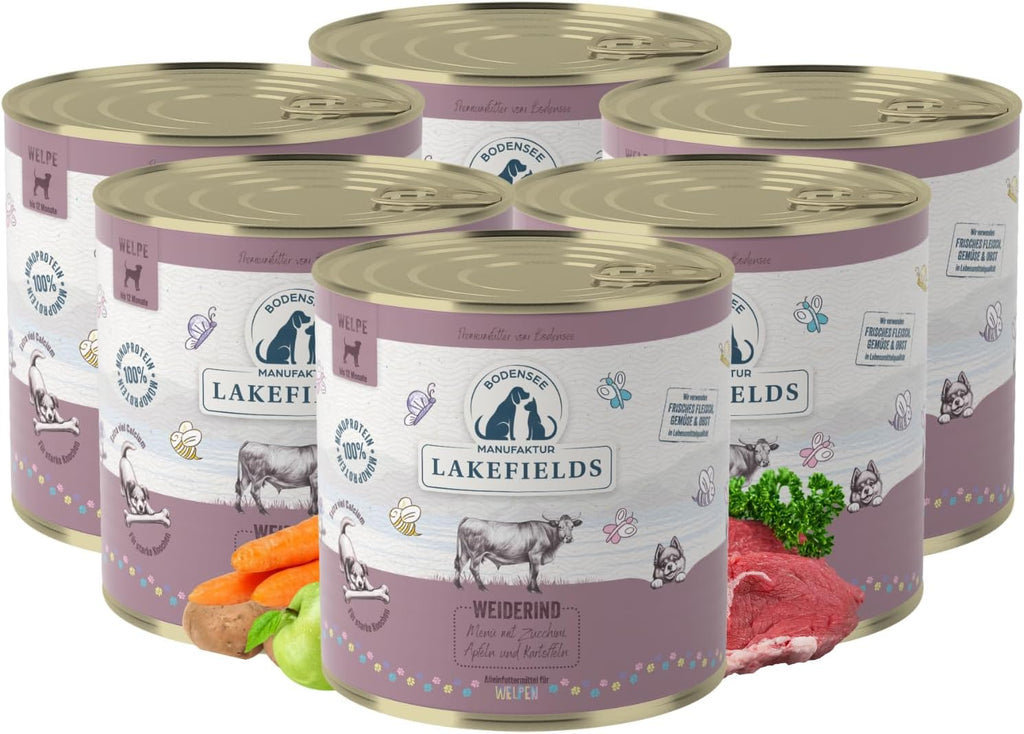 Lakefields Welpenfutter Nass Huhn 61% 6x800g verschiedene Sorten getre