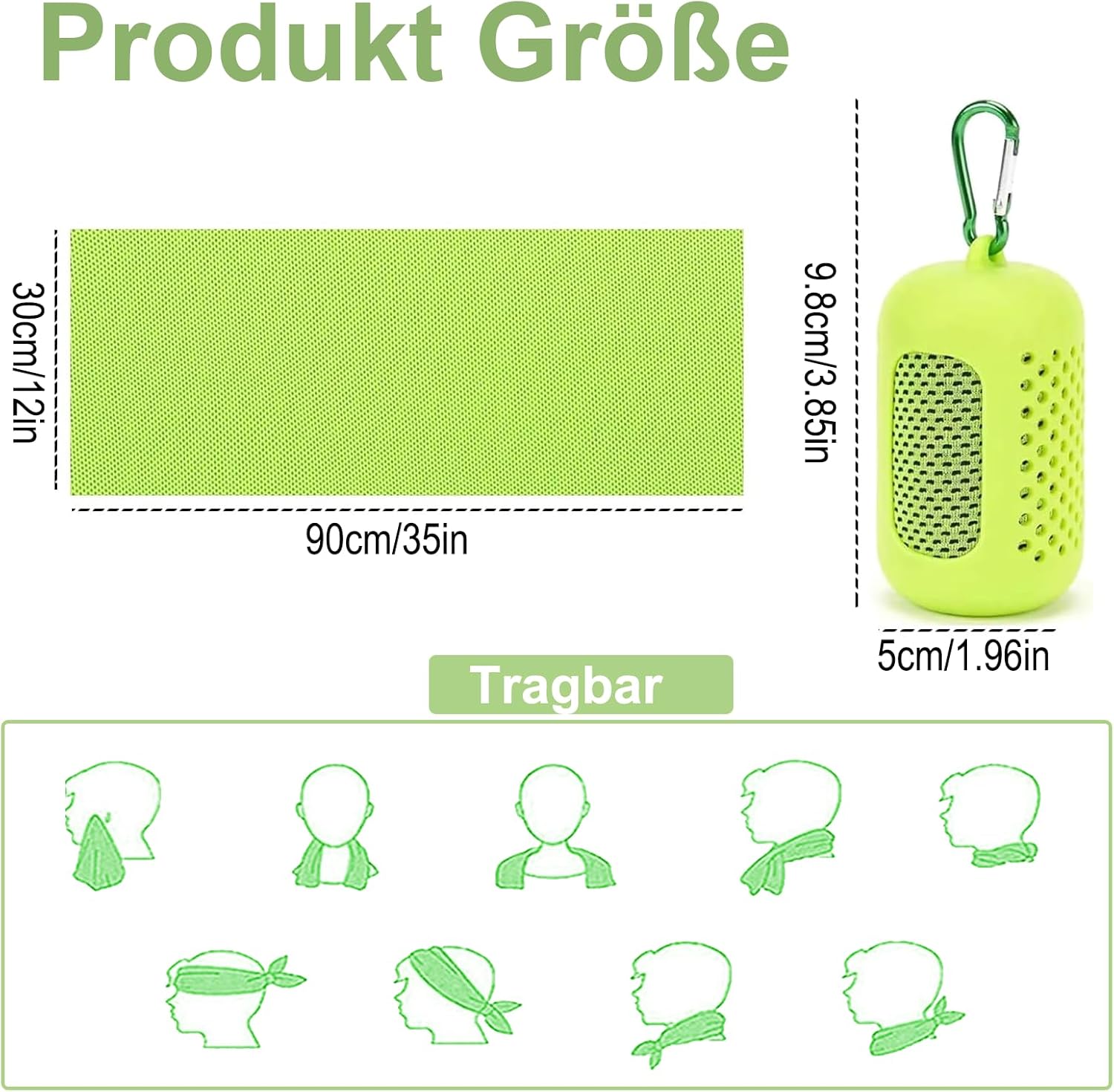 dogmoon Kuehlhandtuch 3er Set 30x90 cm mit Silikonhuelle Sport Fitness Outdoor