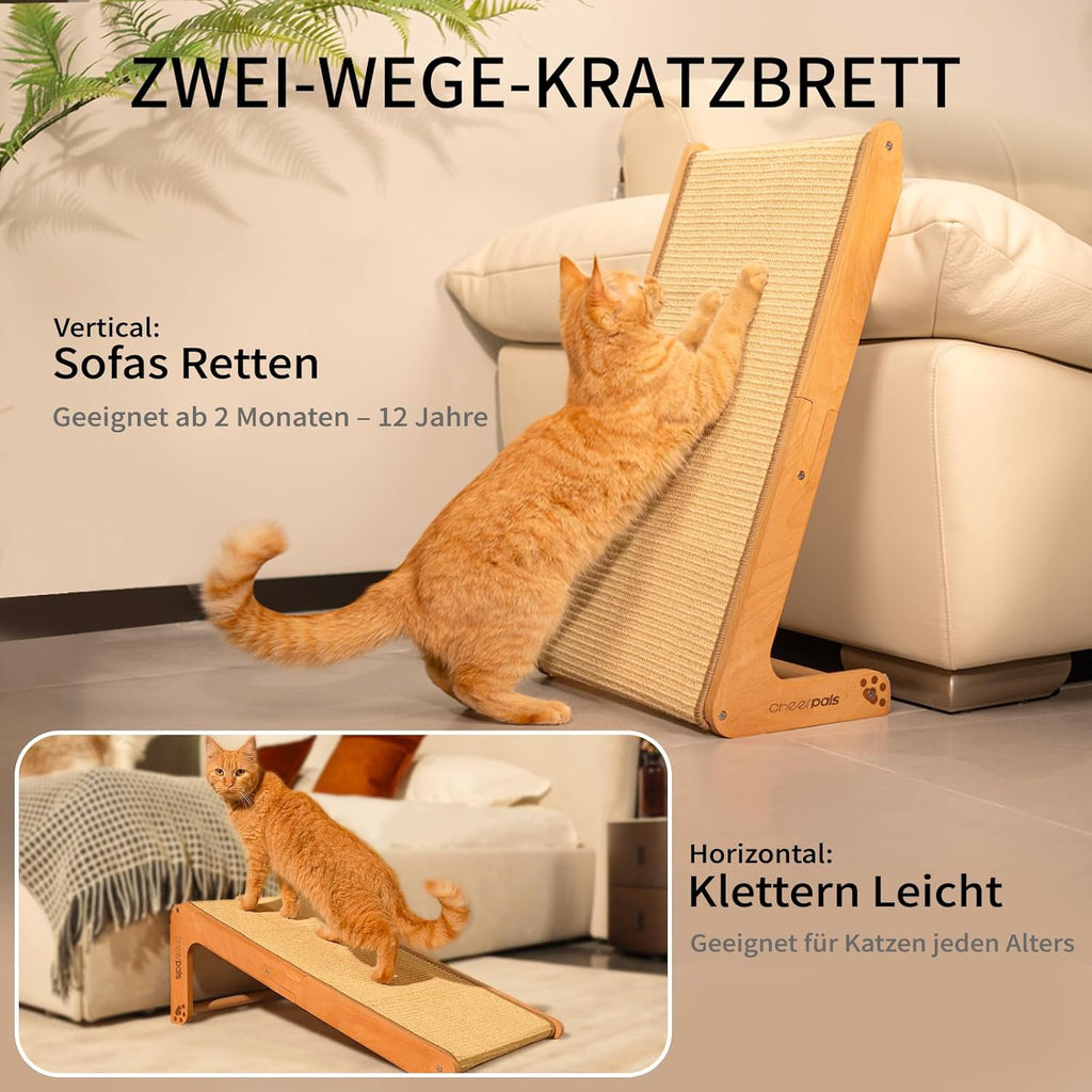Cheerpals Sisal Kratzbrett L Form Kratzmöbel Holz 63cm Katze