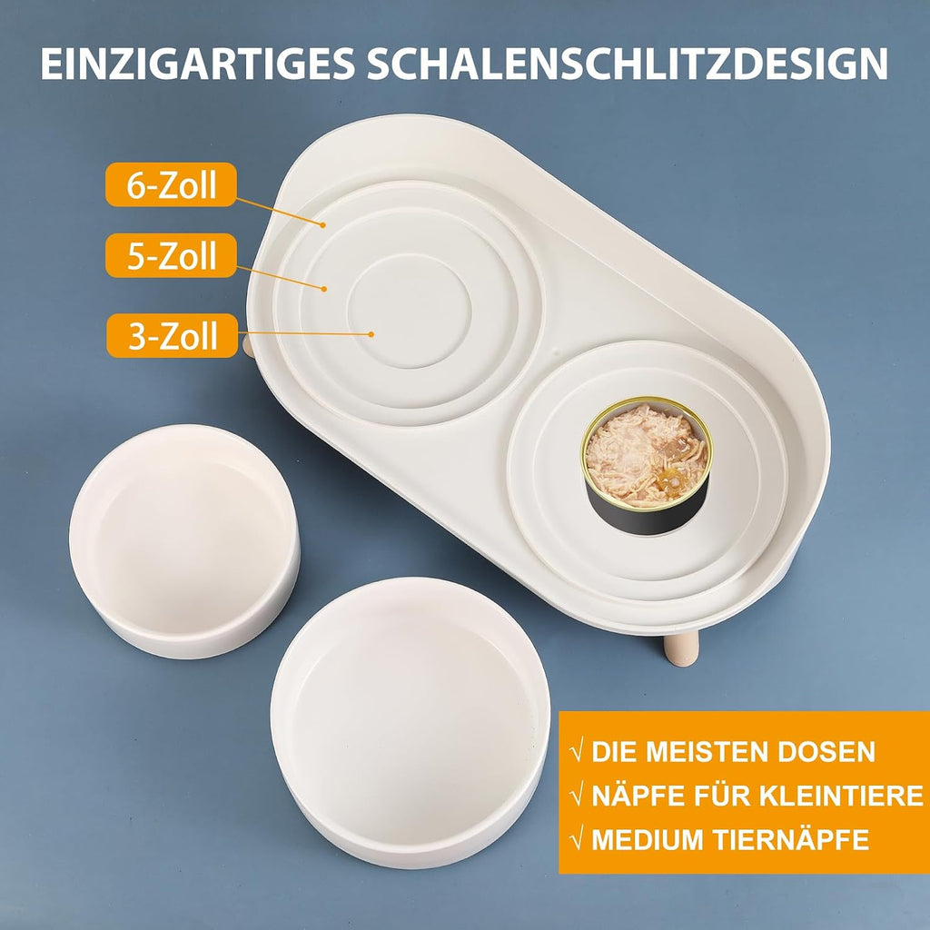 Erhoehter Keramik Hundenapf 2x720 ml mit Staender rutschfest gruen fuer Hunde Katzen