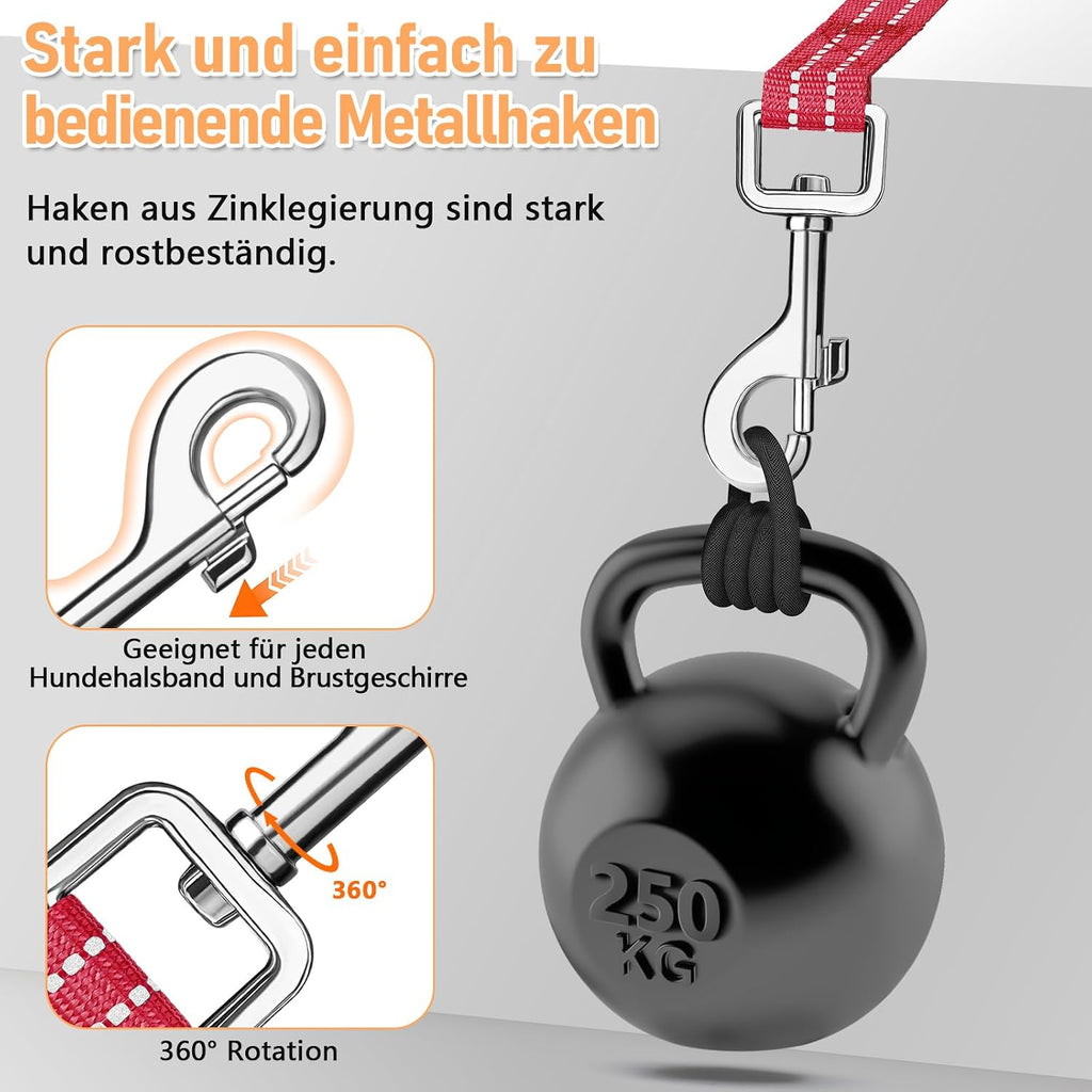 XBEN Schleppleine 3m-50m reflektierend mit Handschlaufe Metallhaken 3m-50m