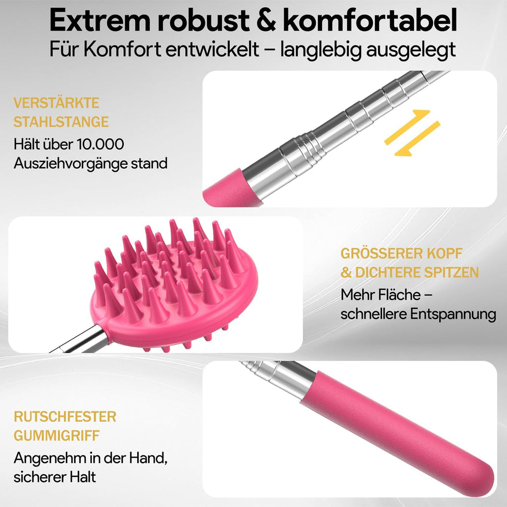 Rueckenkratzer ausziehbar 5 Koepfe Edelstahl - verstellbar, Geschenkidee