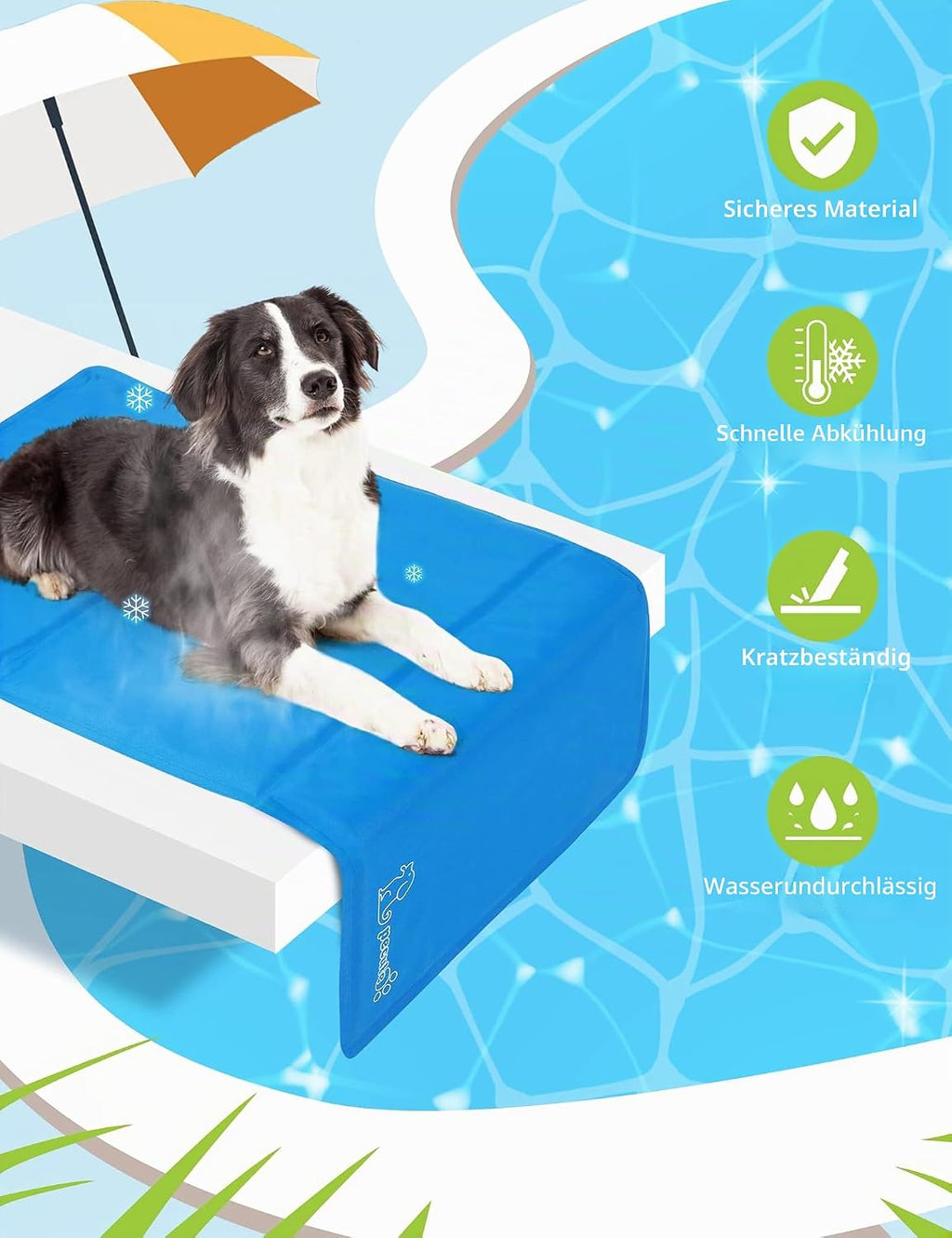 pecute Kühlmatte für Hunde 1cm×140cm Oxfordstoff PVC 0,4mm kühlt
