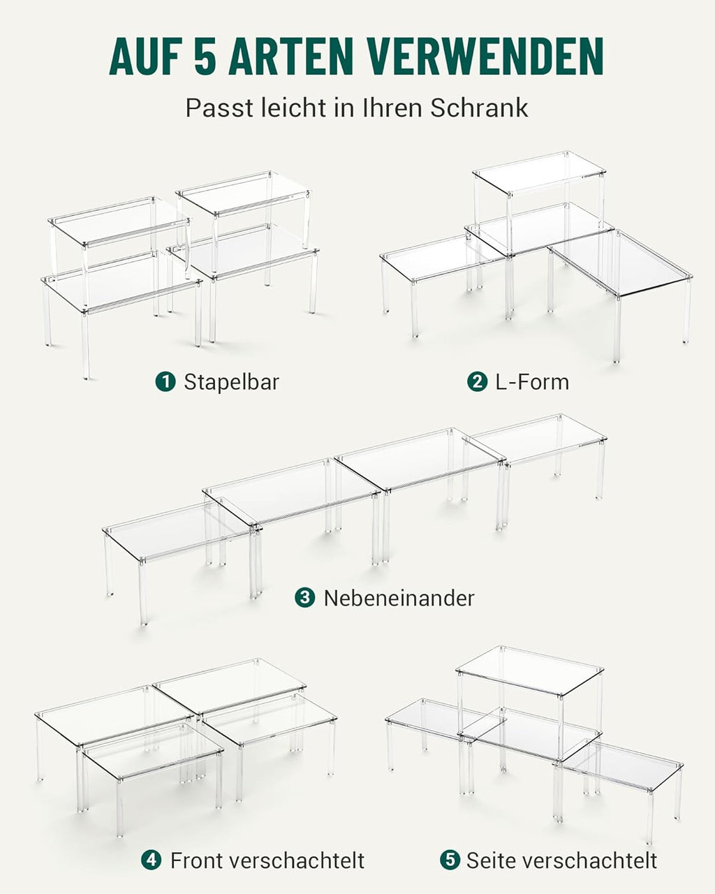 4er Set Gewuerzregal Kuechenregal Organizer Arbeitsplatte Gewuerzdosen