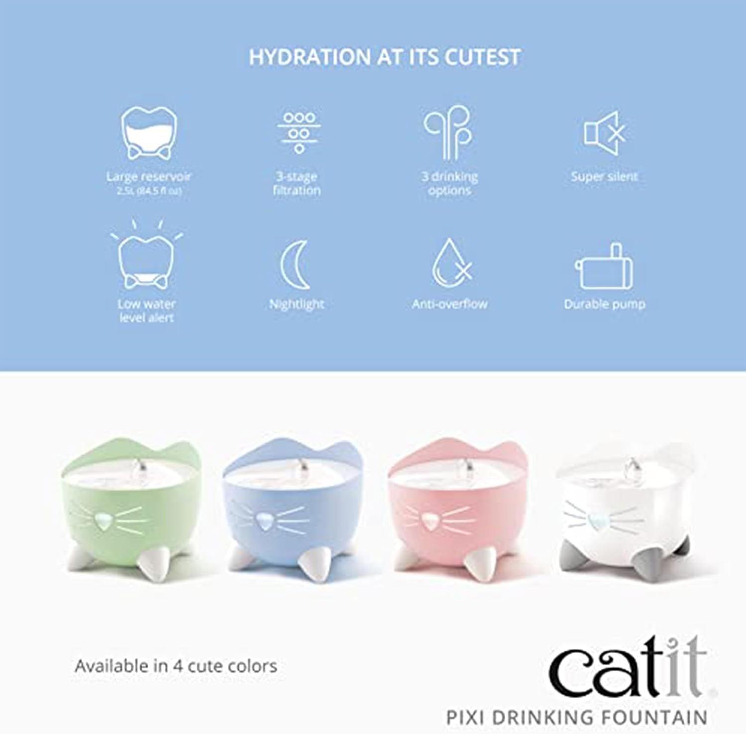 Catit Pixi Trinkbrunnen fuer Katze 1 Stueck Weiss Trinkbrunnen 1er Pack