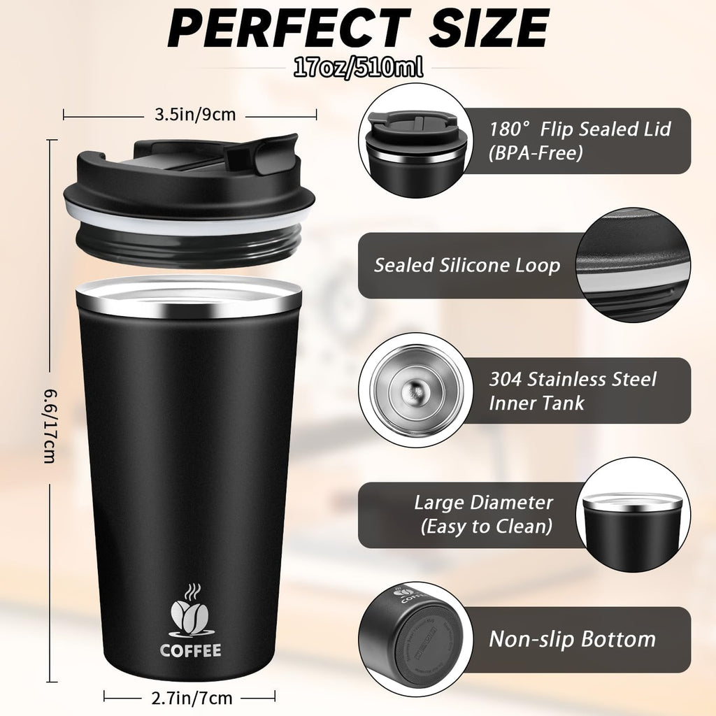 Isolierbecher Edelstahl mit Deckel Thermobecher Kaffeebecher To Go