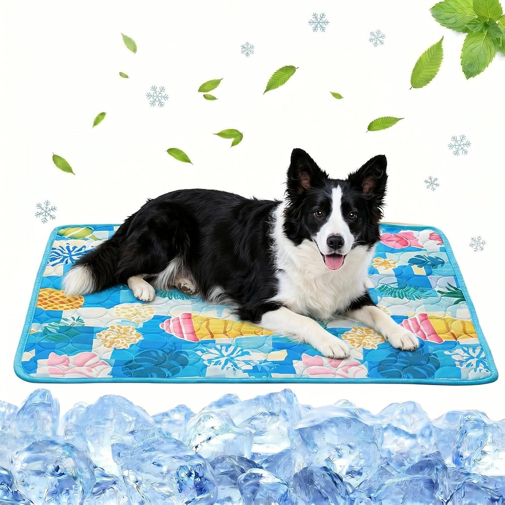 Kuehlmatte Hund 100x70 cm selbstkuehlend fuer Hunde Katzen Indoor Outdoor Auto Blau