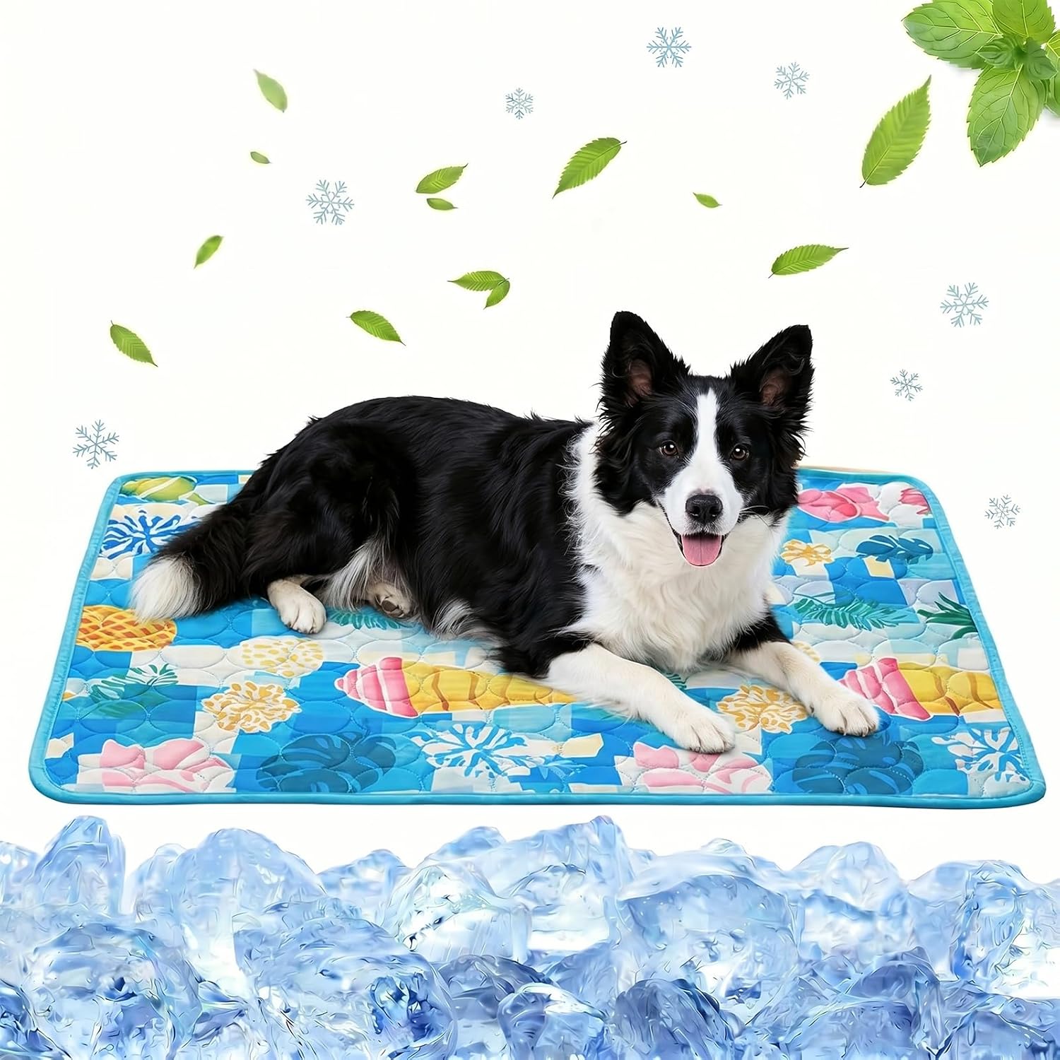 Kuehlmatte Hund 100x70 cm selbstkuehlend fuer Hunde Katzen Indoor Outdoor Auto Blau
