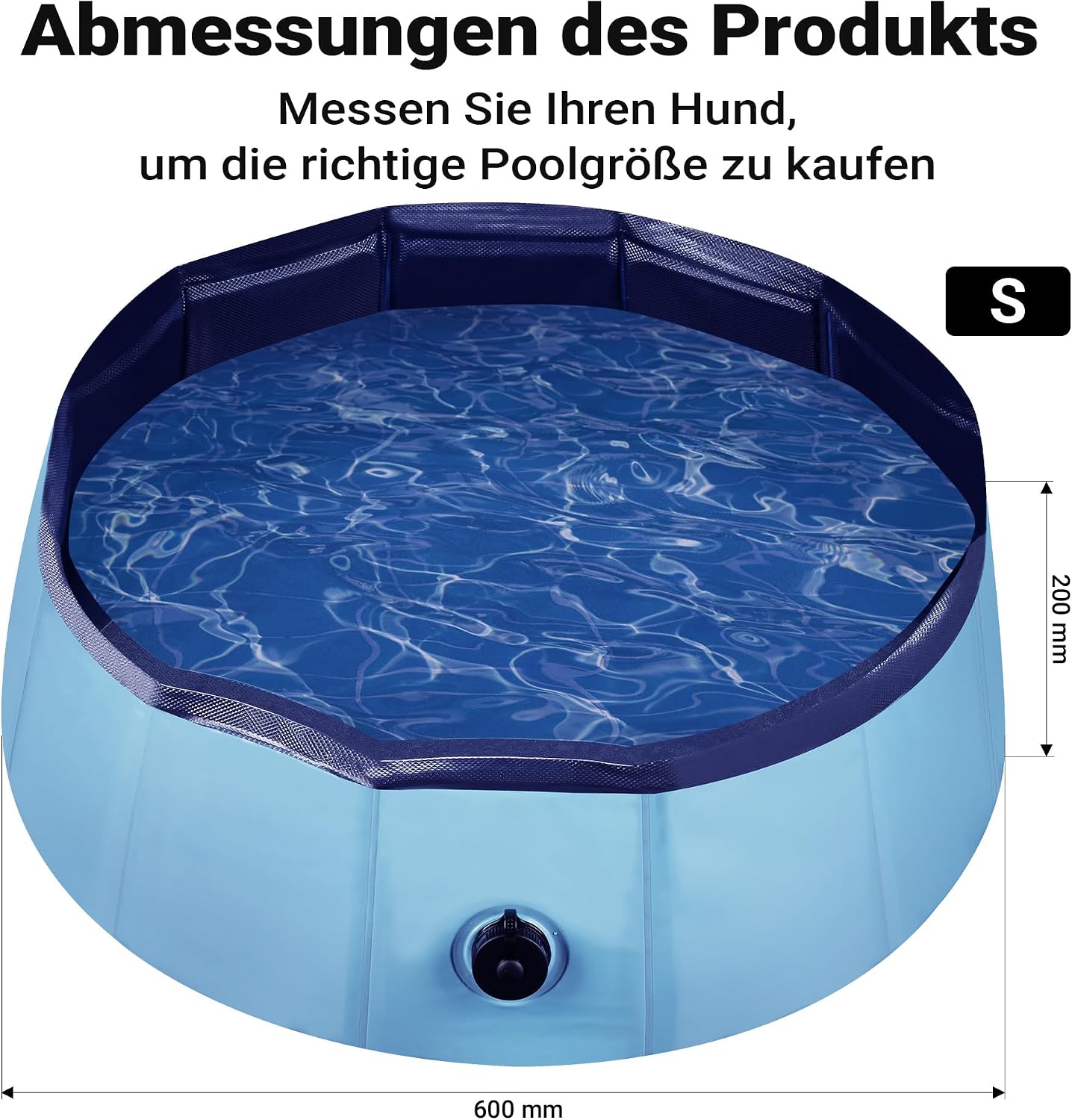 Fudajo Hundepool faltbar 80x20 cm PVC rutschfest mit verstaerkten Kanten 20cm-30c
