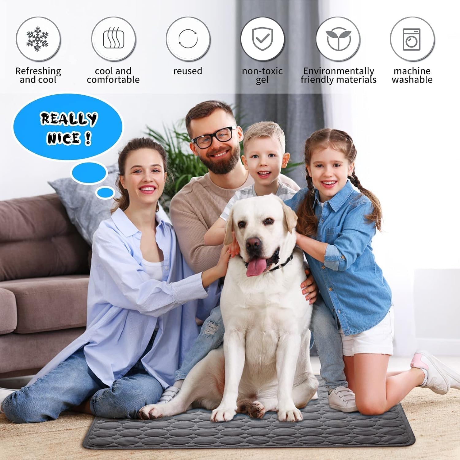 Kuehlmatte Hunde 70×55 cm blau - kuehlende Hundedecke abwischbar robust